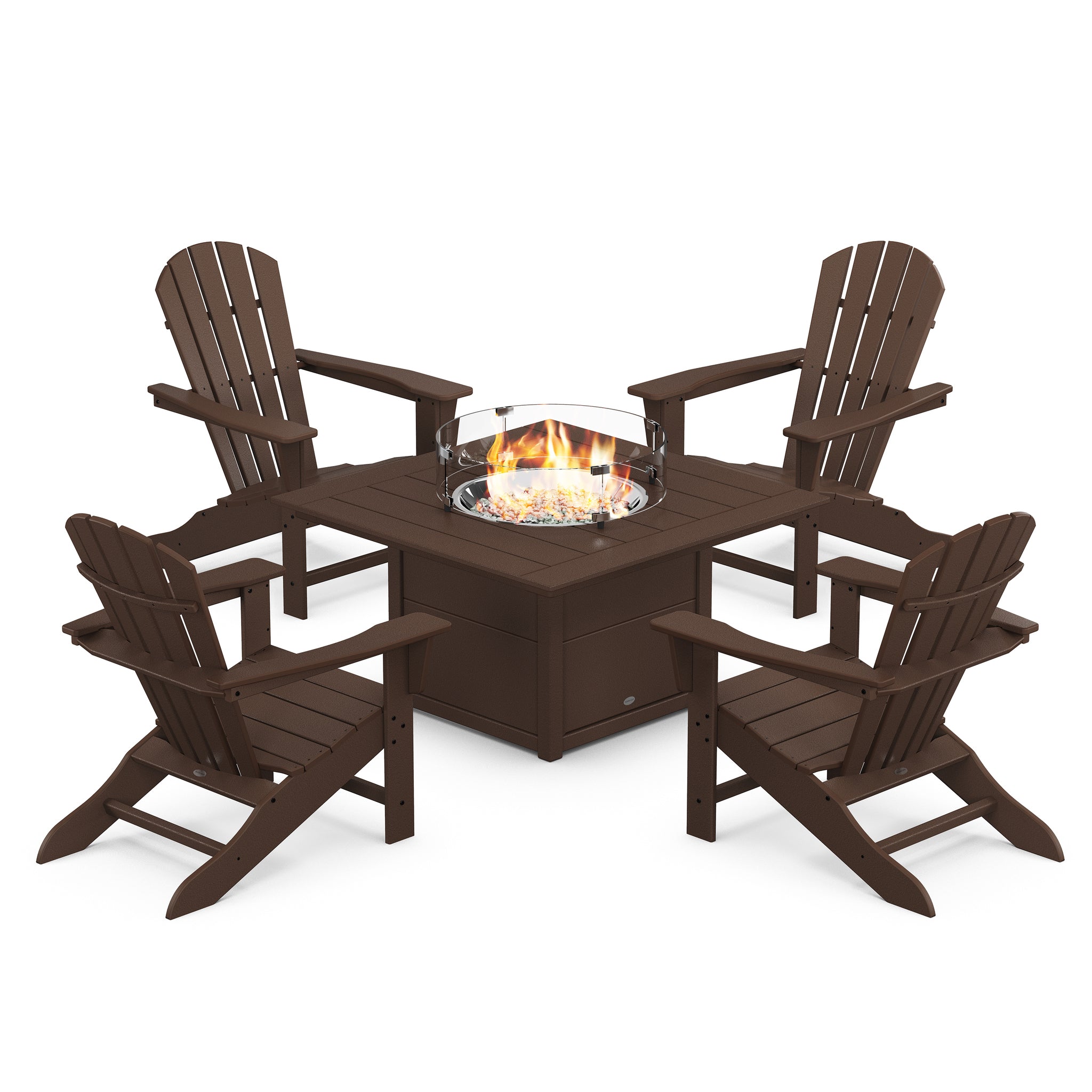 Palm Coast 5-Piece Adirondack Chair Conversation Set with Fire Pit Table 3