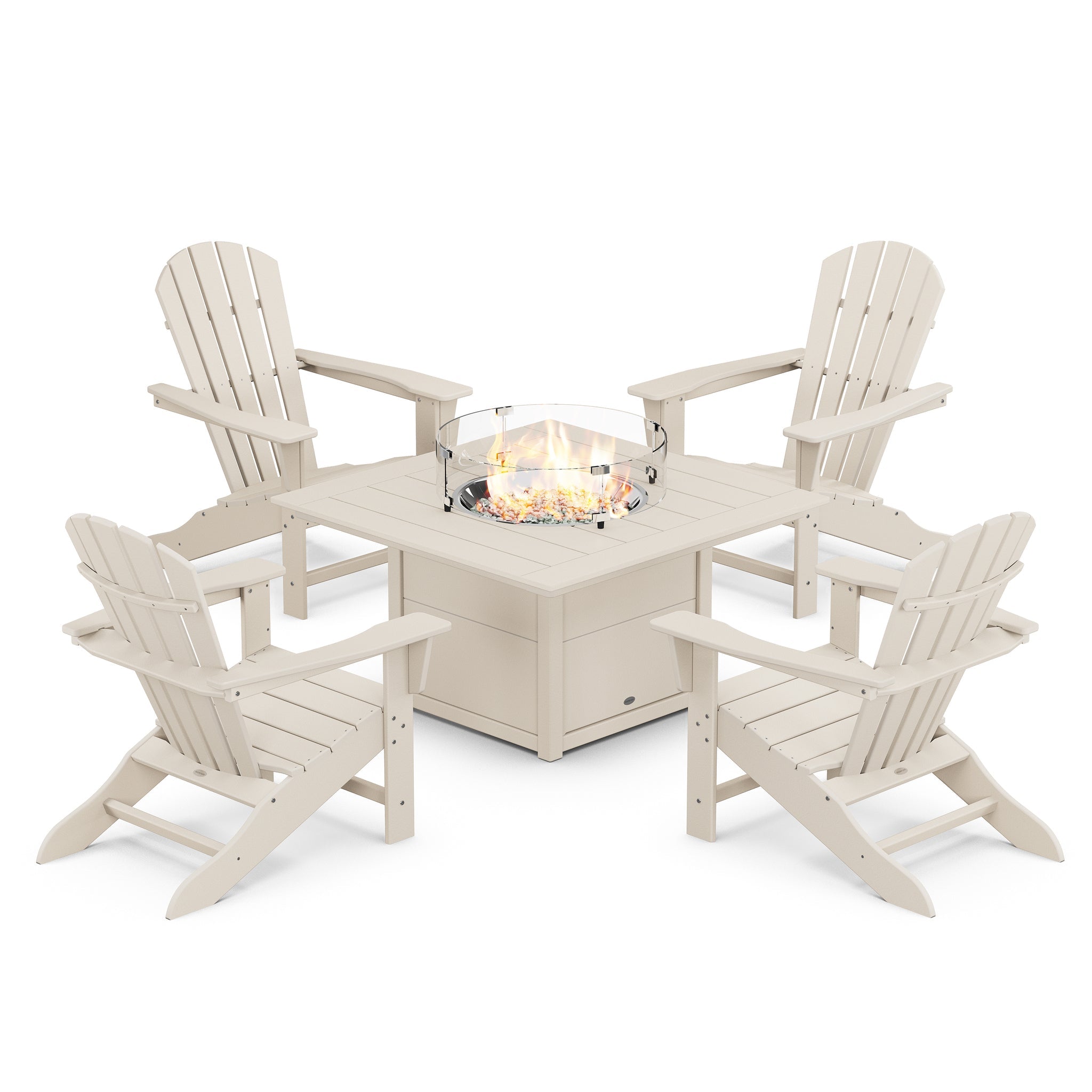 Palm Coast 5-Piece Adirondack Chair Conversation Set with Fire Pit Table 5