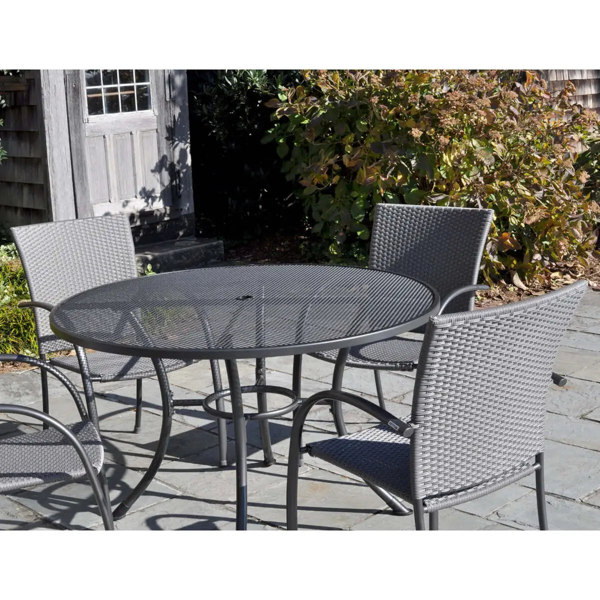 Pilano Woven Stackable Arm Chairs, Silver/Grey Weave - Set Of 6