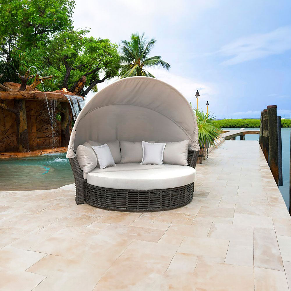 Panama Jack Graphite Cushioned Canopy Daybed