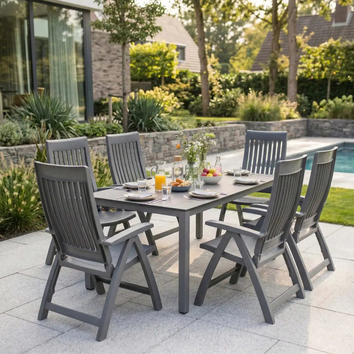 Roma Polymer Resin Multi Position Chair, Anthracite