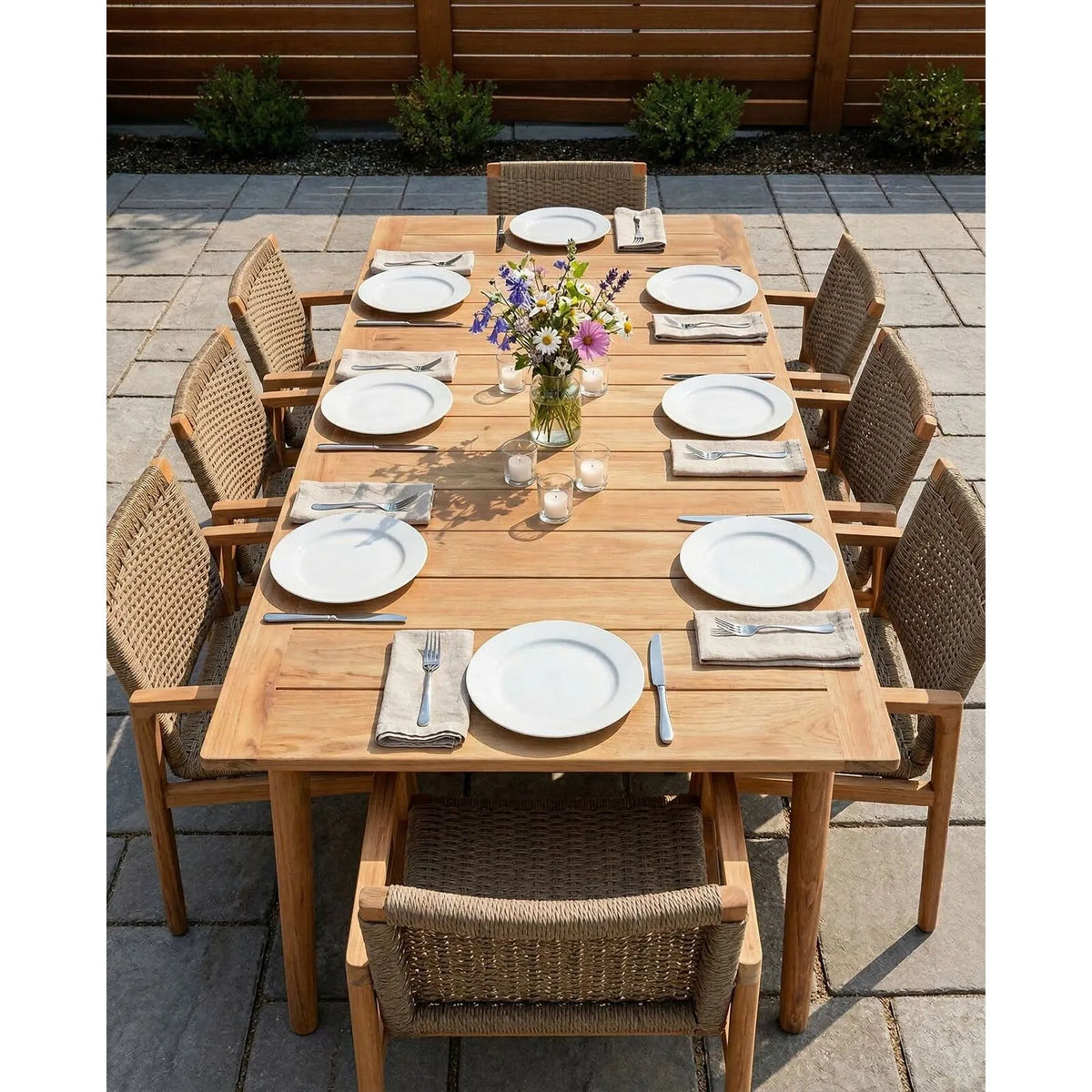 Royal Teak Admiral 32" x 65" Rectangular Dining Table with Umbrella Hole 4