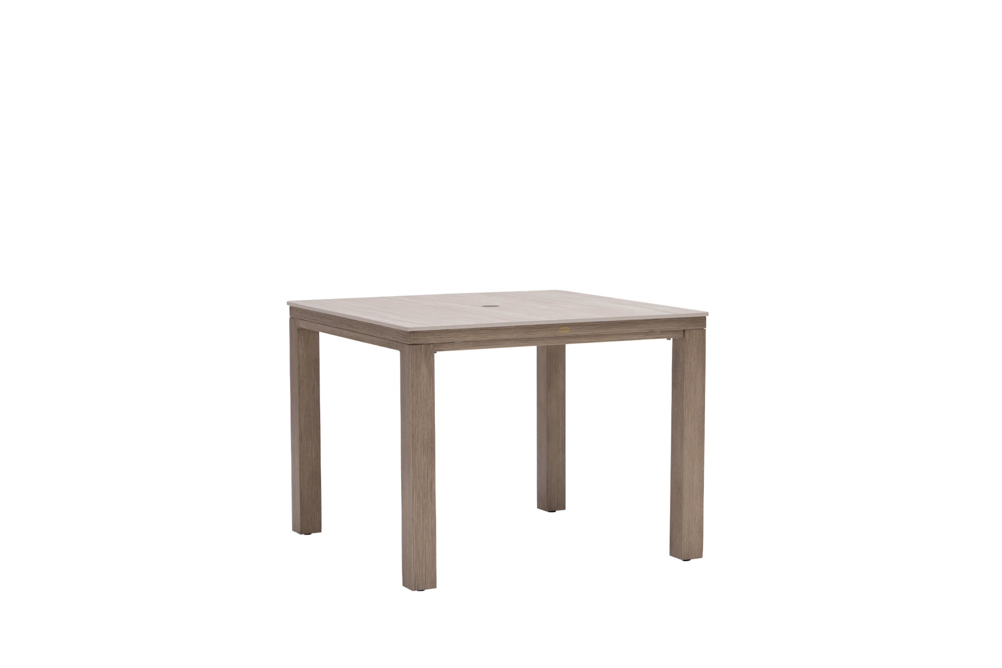 Marbella Laguna 39" Square Sintered Stone Dining Table with Umbrella Hole - Sandstone/Cane