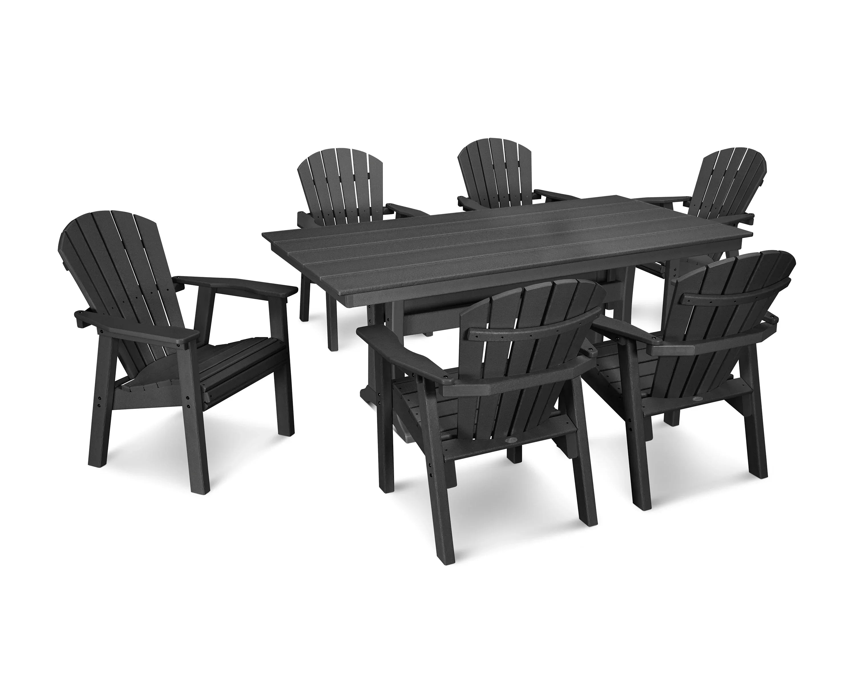 Seashell 7-Piece Farmhouse Dining Set with Trestle Legs