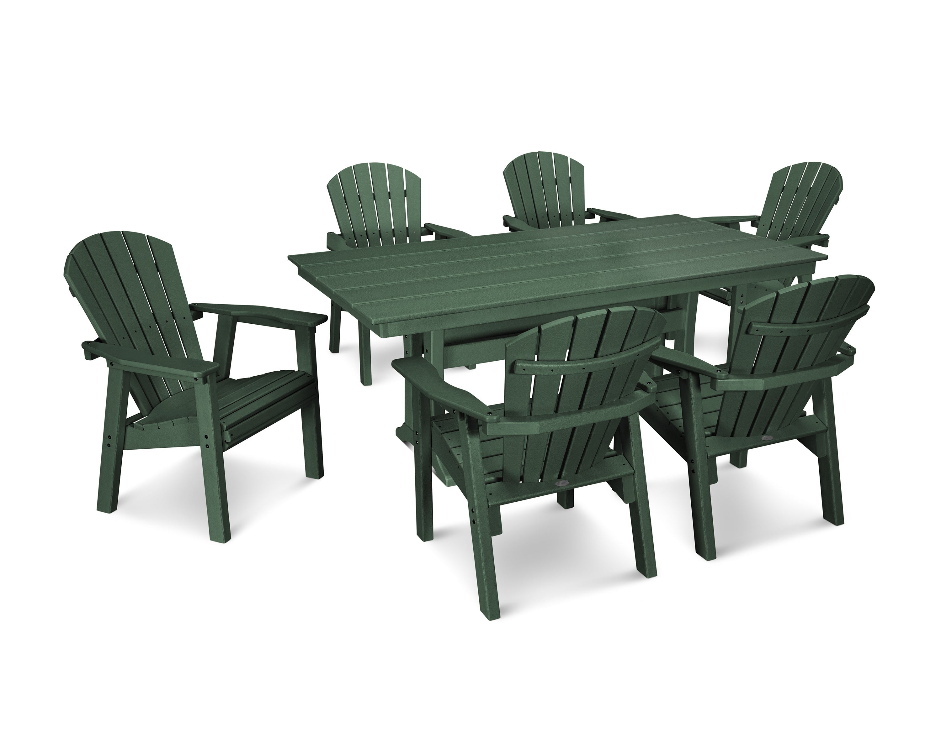Seashell 7-Piece Farmhouse Dining Set with Trestle Legs 2