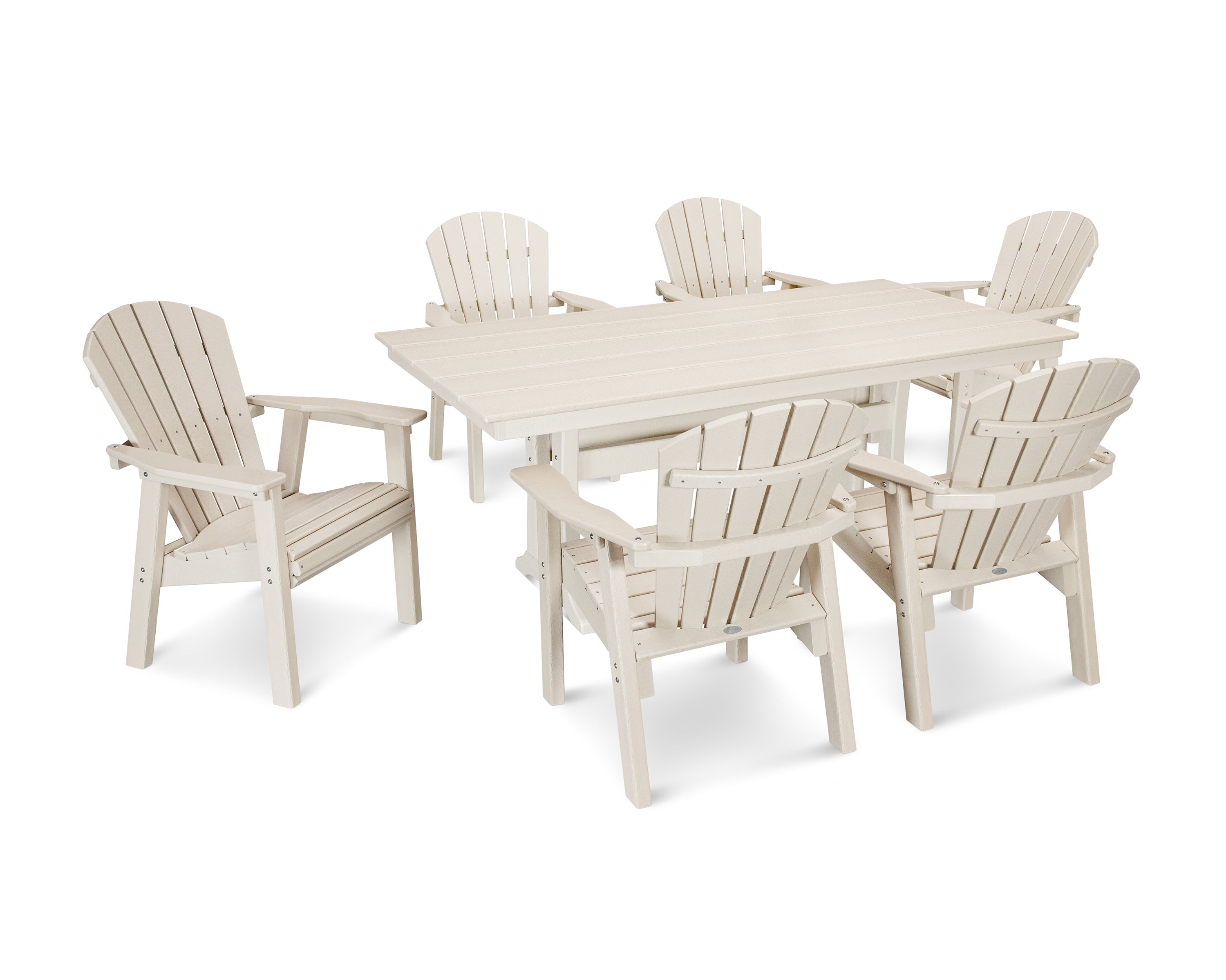 Seashell 7-Piece Farmhouse Dining Set with Trestle Legs 5