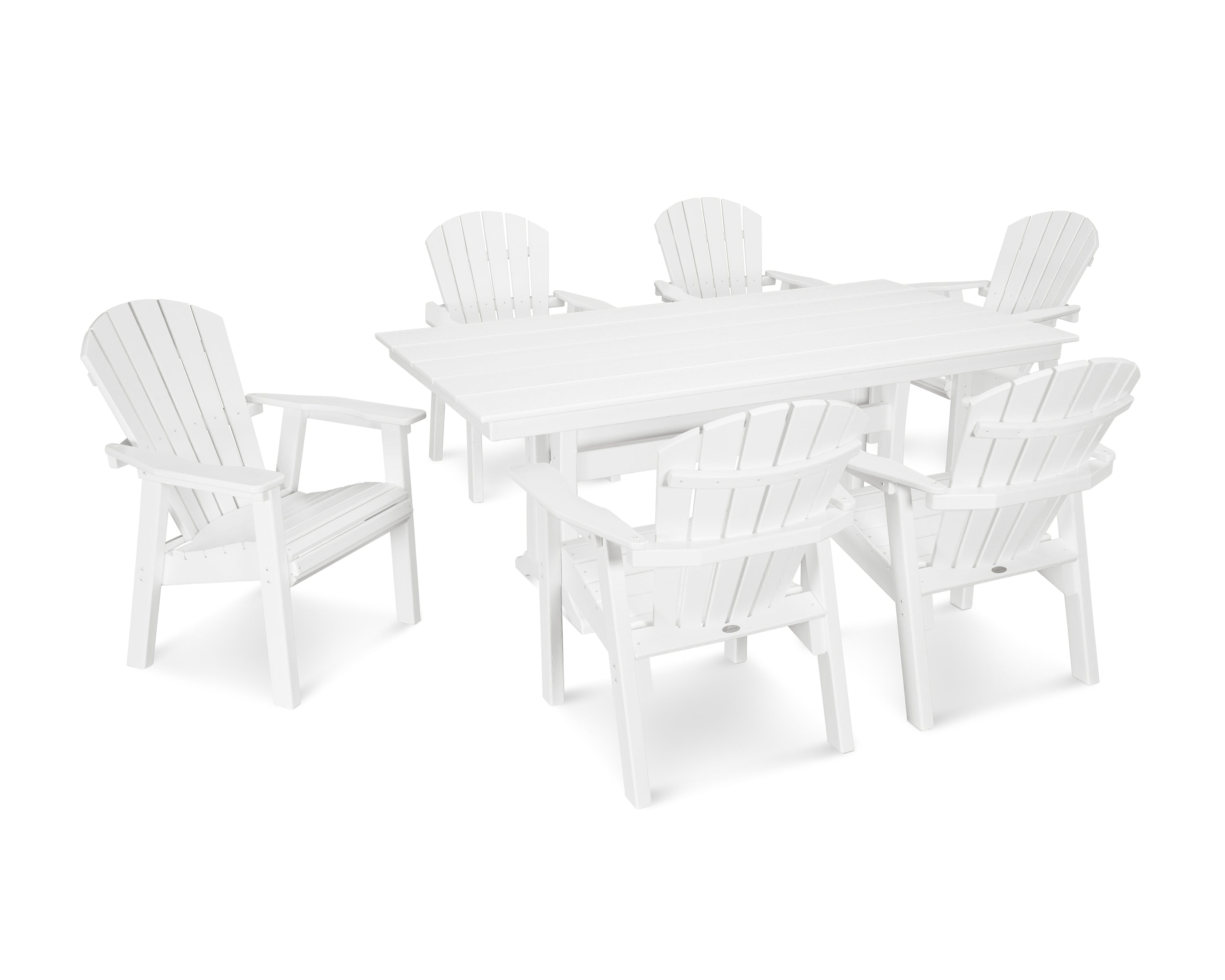 Seashell 7-Piece Farmhouse Dining Set with Trestle Legs 6