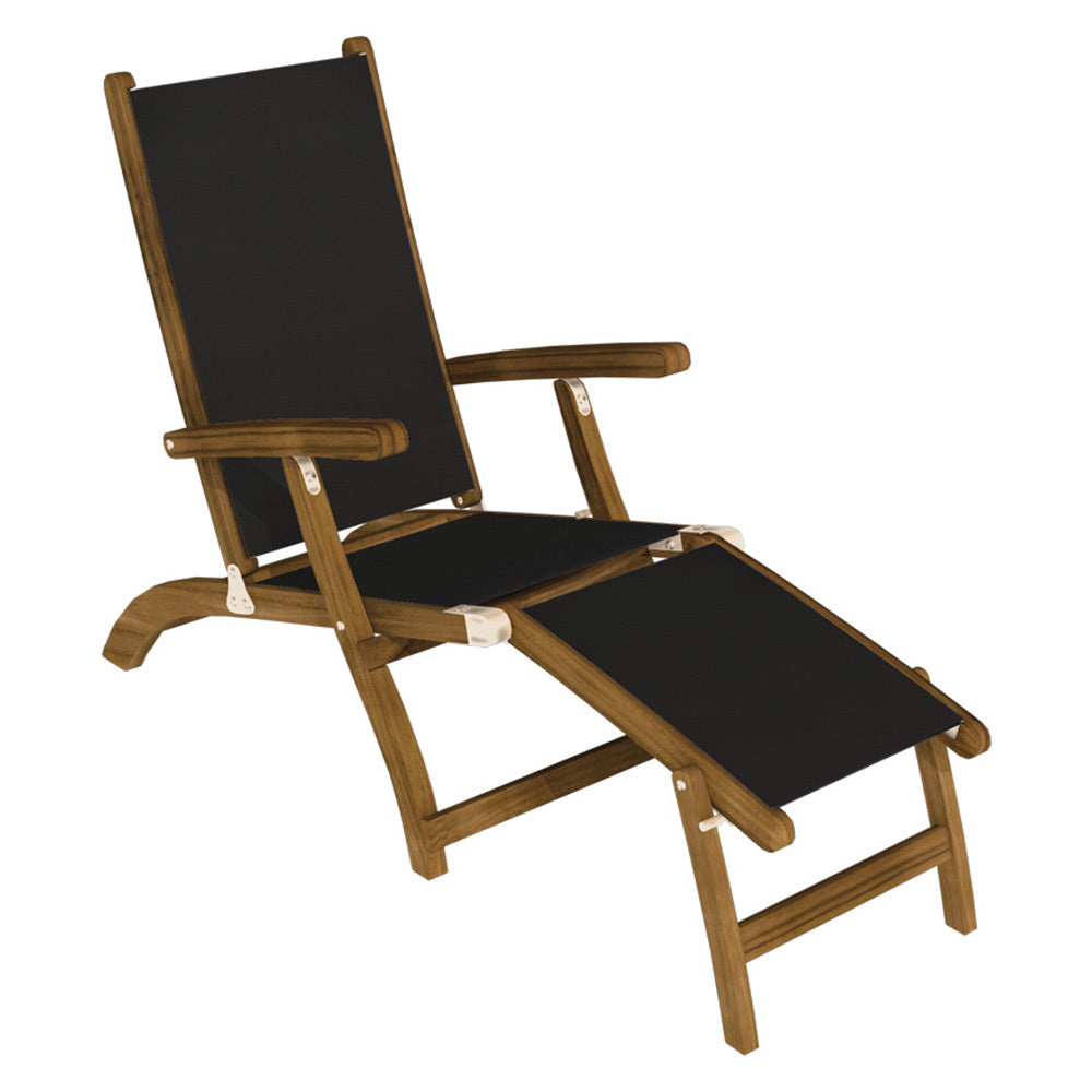 Royal Teak Steamer Folding Sling Chaise Lounge