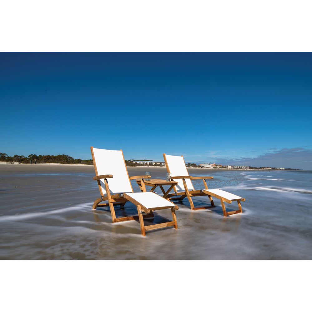 Royal Teak Steamer Folding Sling Chaise Lounge