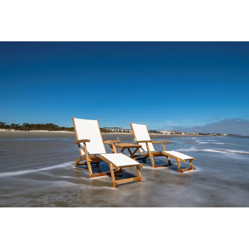 Royal Teak Steamer Folding Sling Chaise Lounge