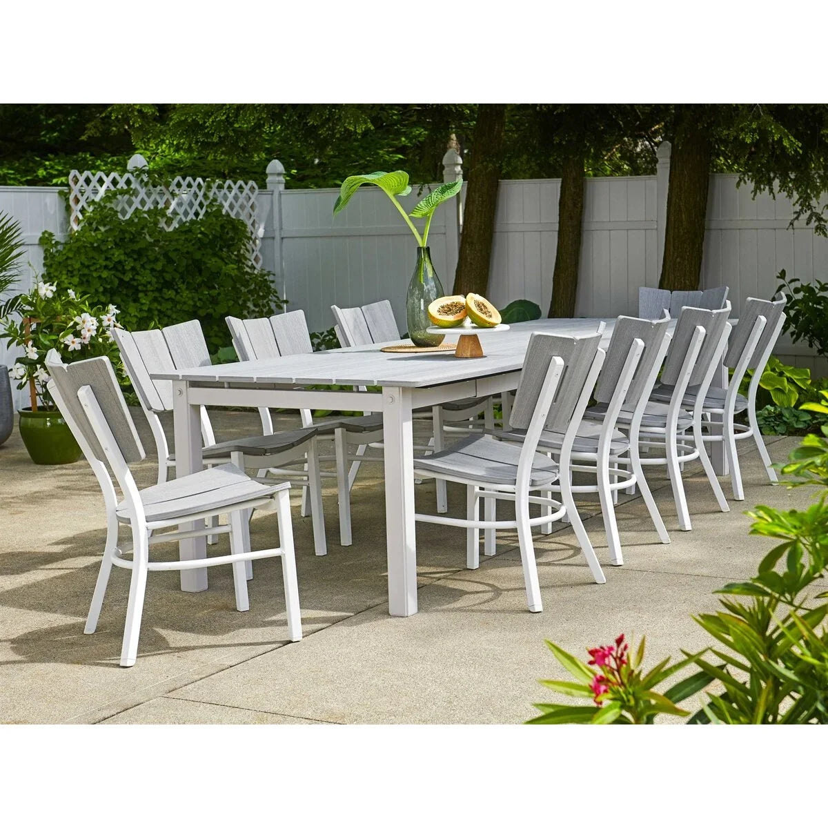 Telescope Casual 42" x 120" Rectangular MGP/Aluminum Extension Table with Umbrella Hole-4