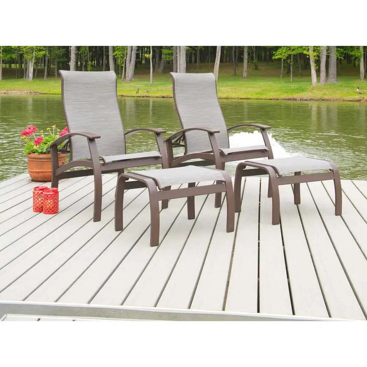 Telescope Casual Belle Isle MGP/Aluminum Sling Dining Arm Chair with Adjustable Back-6