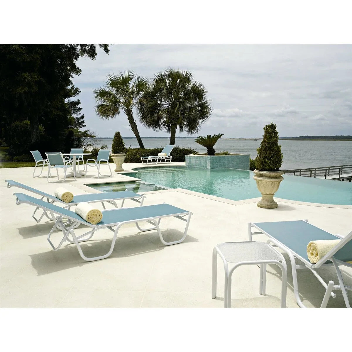 Telescope Casual Gardenella Sling 16" High Four-Position Lay-Flat Stacking Armless Chaise (Set of 4)-3
