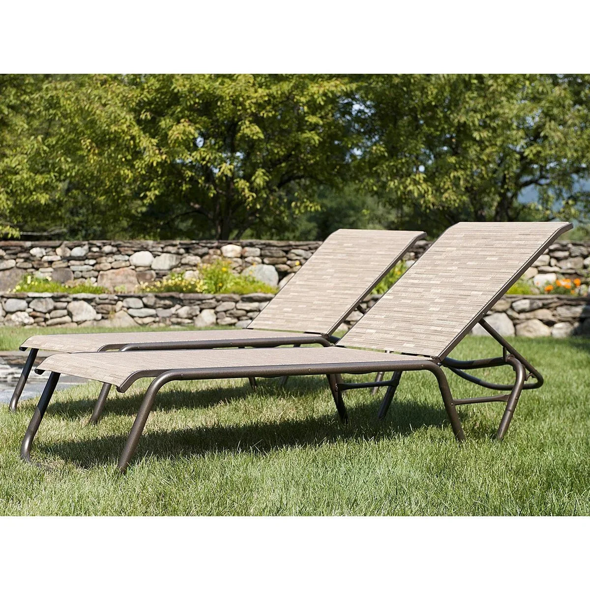 Telescope Casual Gardenella Sling Four-Position Lay-Flat Stacking Armless Chaise Lounge (Set of 4)-5