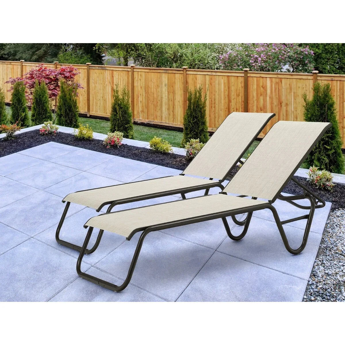 Telescope Casual Gardenella Sling Four-Position Lay-Flat Stacking Armless Chaise Lounge (Set of 4)-6