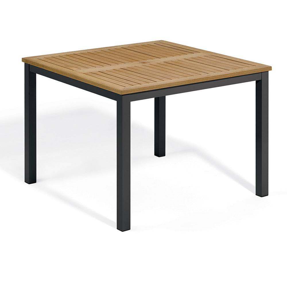 Travira 39" Square Dining Table — Carbon frame, Natural Tekwood top