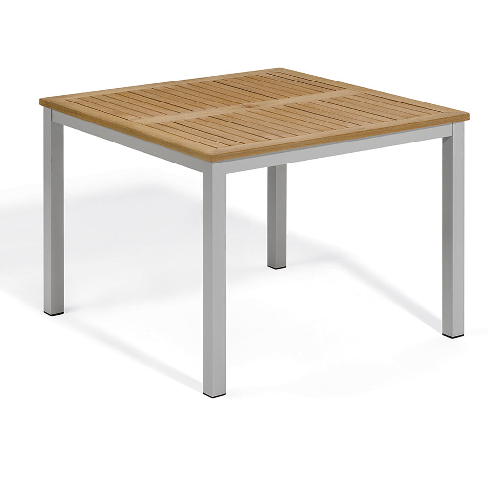 Travira 39" Square Dining Table — Flint frame, Natural Tekwood top
