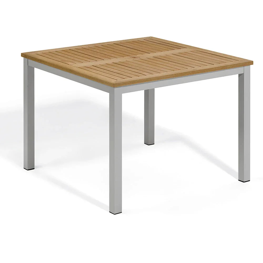 Travira 39" Square Dining Table — Flint frame, Natural Tekwood top