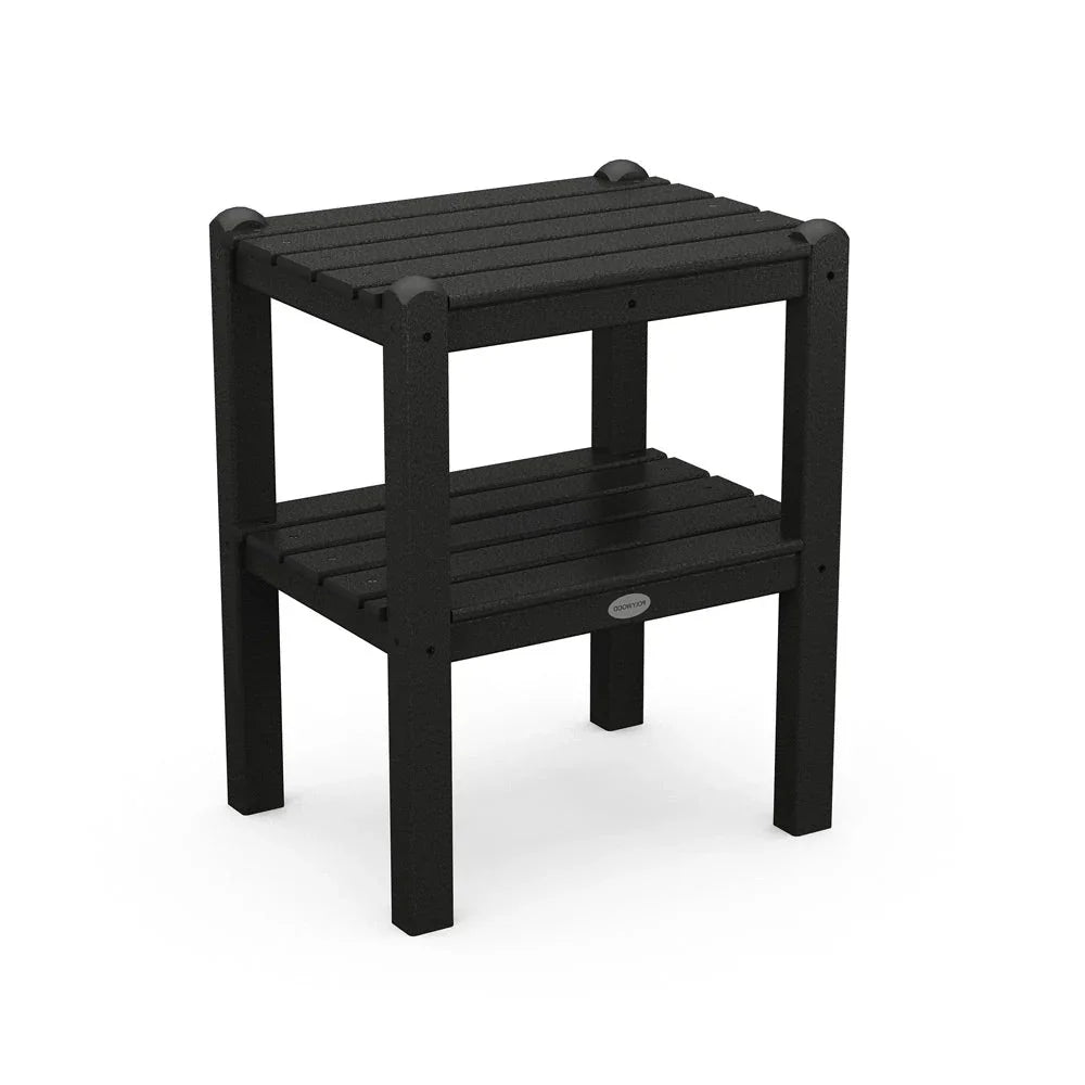 POLYWOOD Two Shelf Side Table - Black