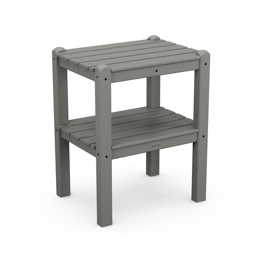 POLYWOOD Two Shelf Side Table - Slate Grey