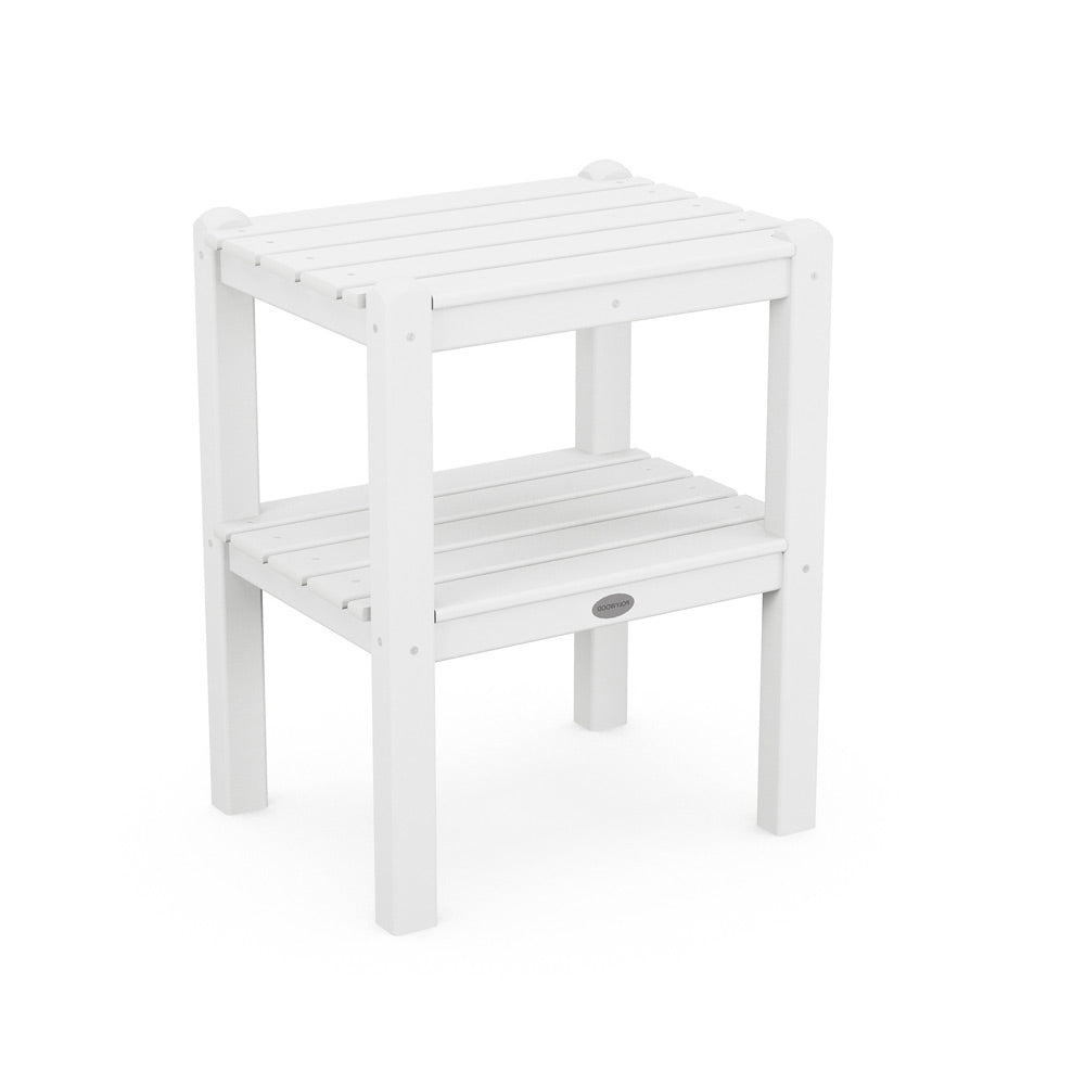 POLYWOOD Two Shelf Side Table - White