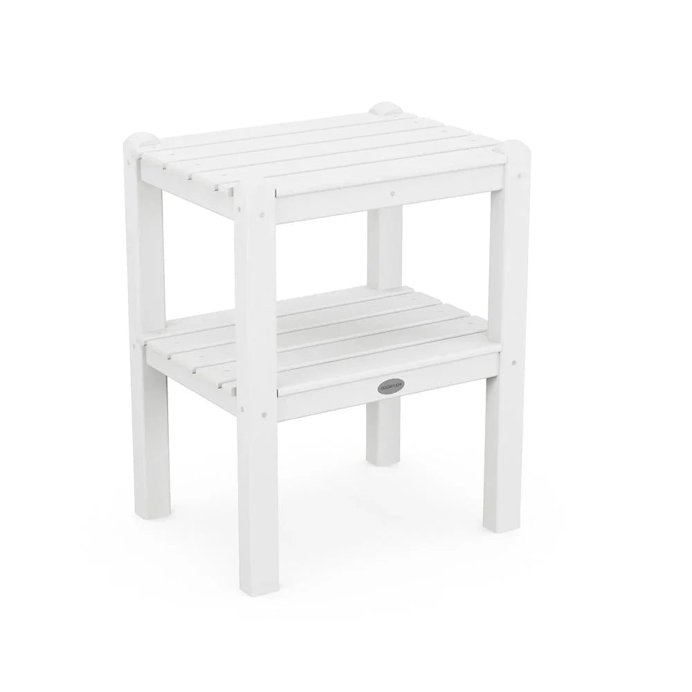 POLYWOOD Two Shelf Side Table - White