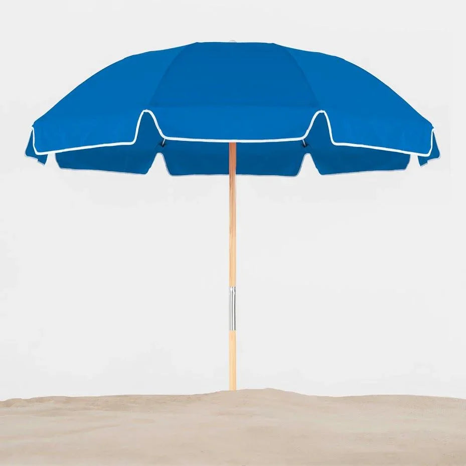 Avalon Wood 7.5' Manual Lift Octagon Beach Umbrella w/ Fiberglass Ribs