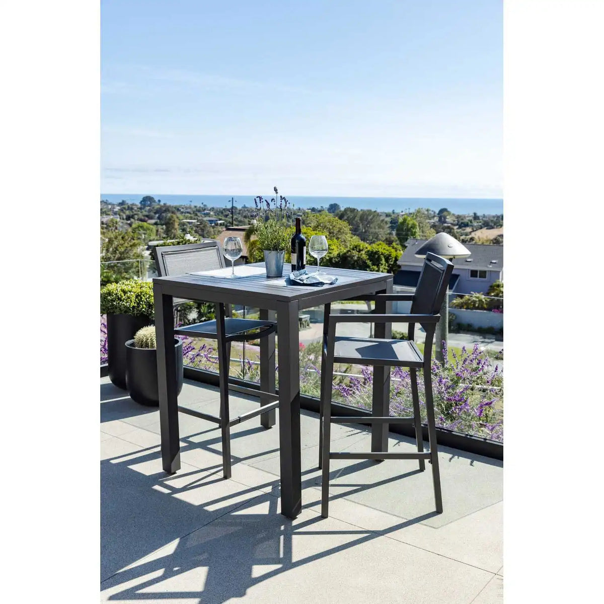 Vegas 36" Square Aluminum Pub Table with Umbrella Hole SW1201-P36 by Sunset West 5