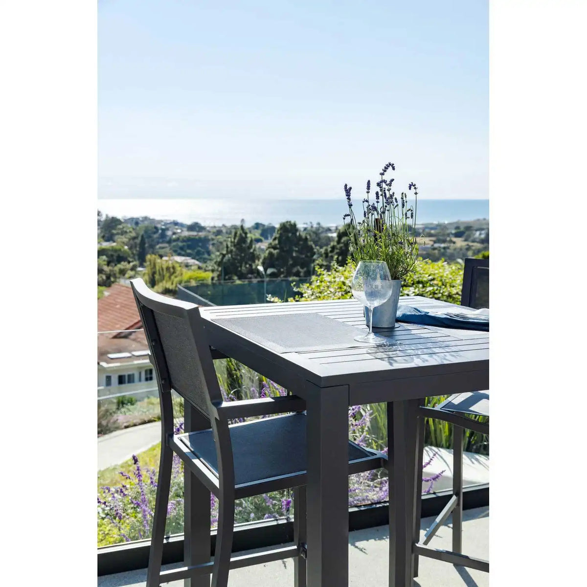 Vegas 36" Square Aluminum Pub Table with Umbrella Hole SW1201-P36 by Sunset West 7