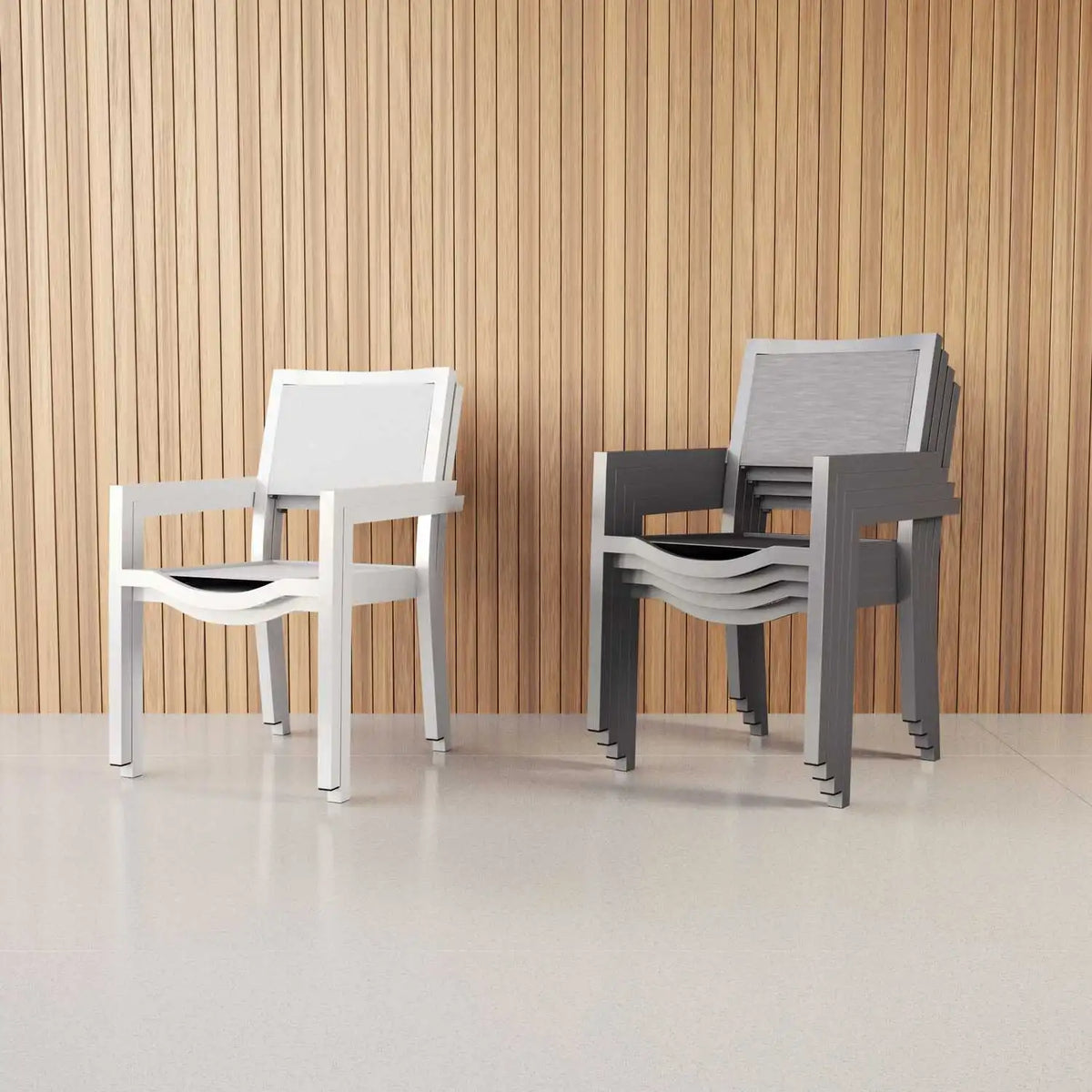Vegas Aluminum Stackable Sling Dining Arm Chair SW1201-1 by Sunset West 7