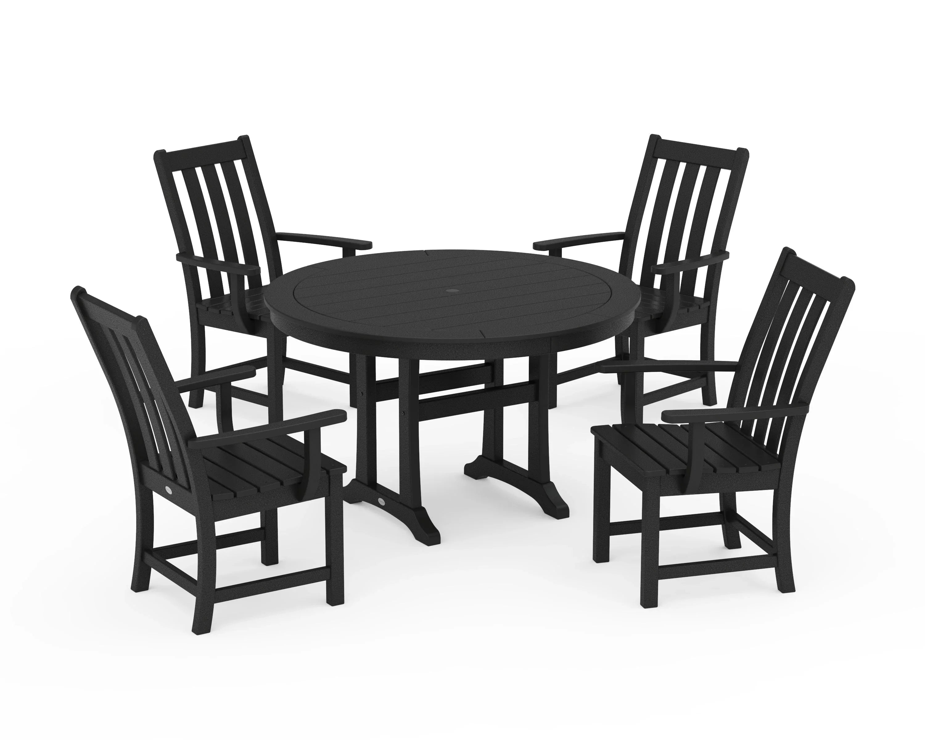 Vineyard 5-Piece Round Dining Set with Trestle Legs