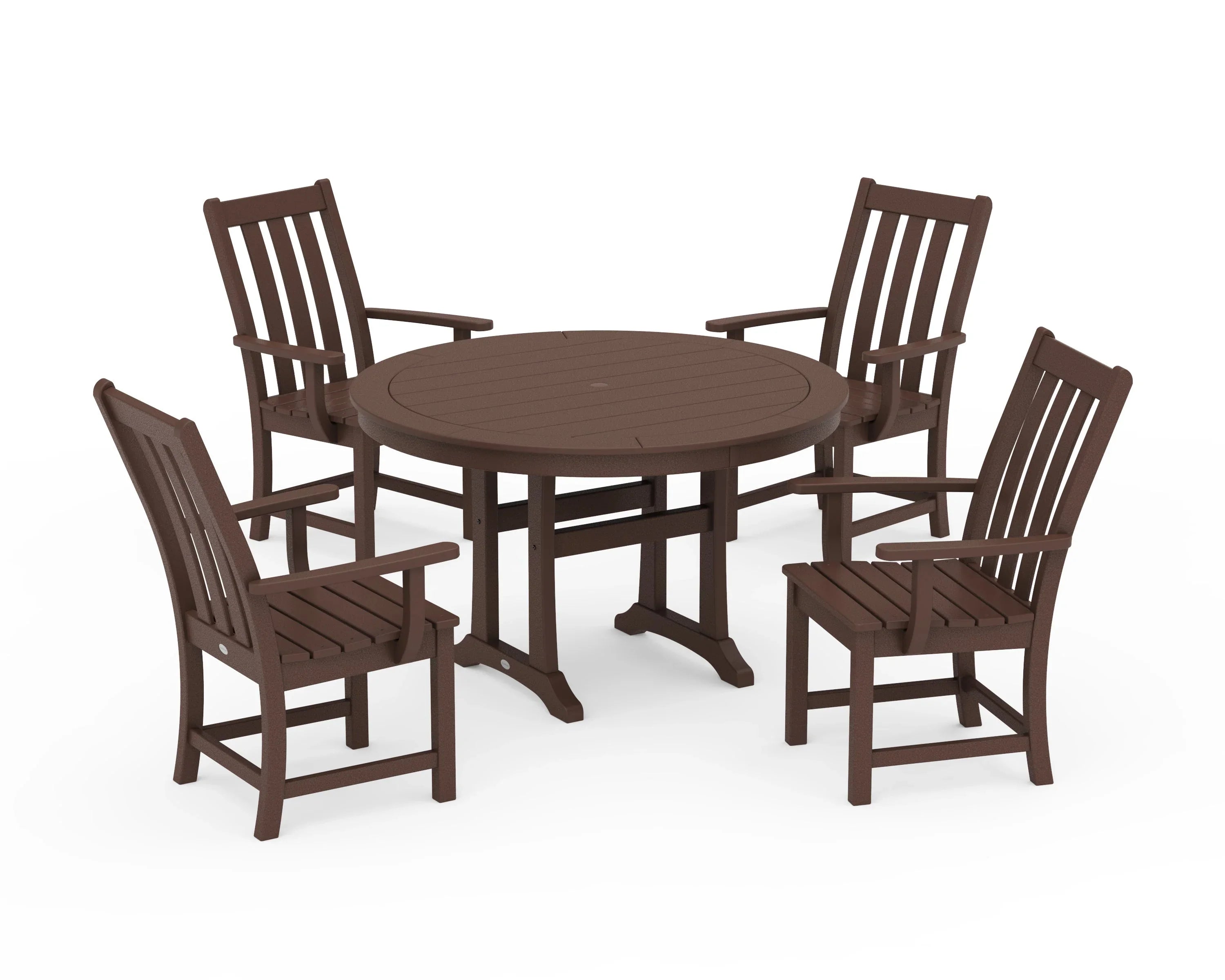 Vineyard 5-Piece Round Dining Set with Trestle Legs 3