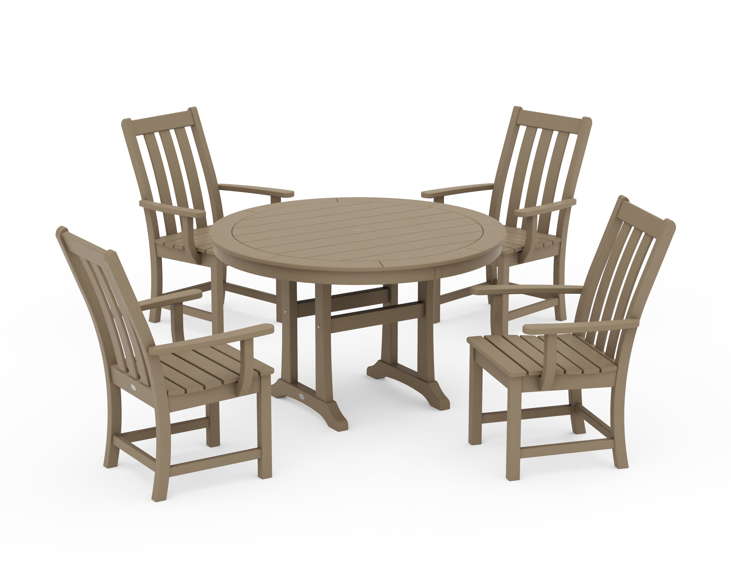 Vineyard 5-Piece Round Dining Set with Trestle Legs 8