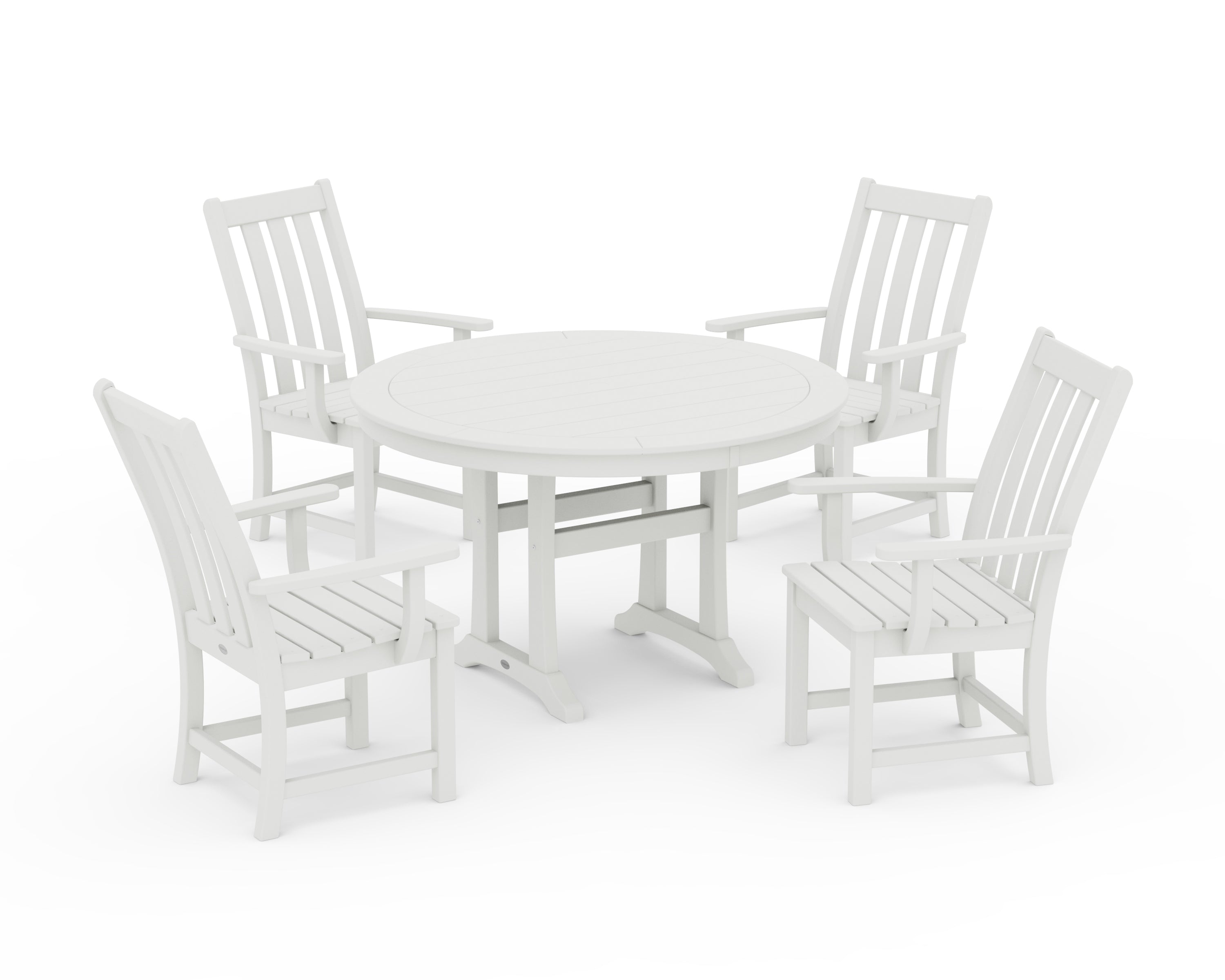 Vineyard 5-Piece Round Dining Set with Trestle Legs 9