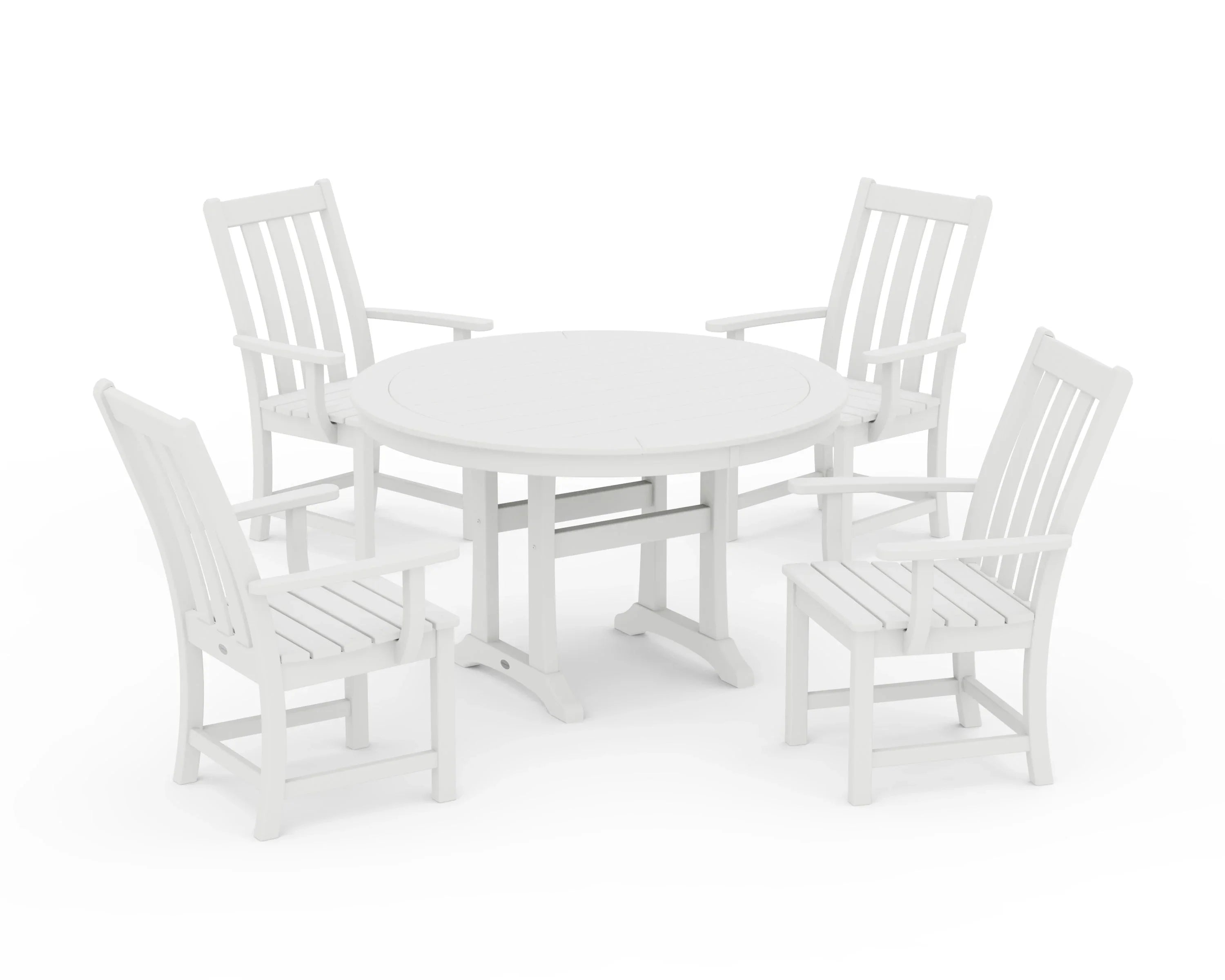 Vineyard 5-Piece Round Dining Set with Trestle Legs 6