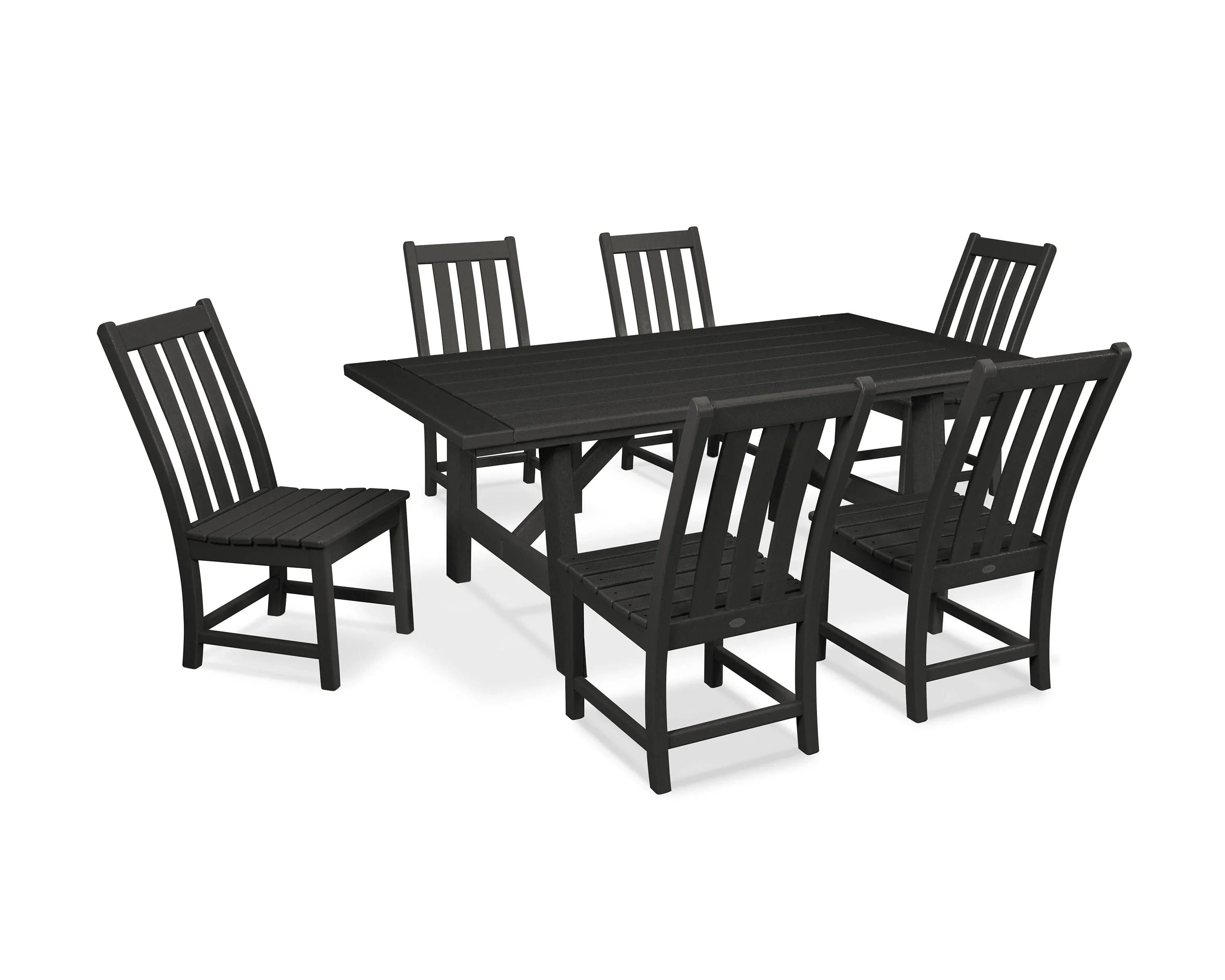 Vineyard 7-Piece Rustic Farmhouse Side Chair Dining Set