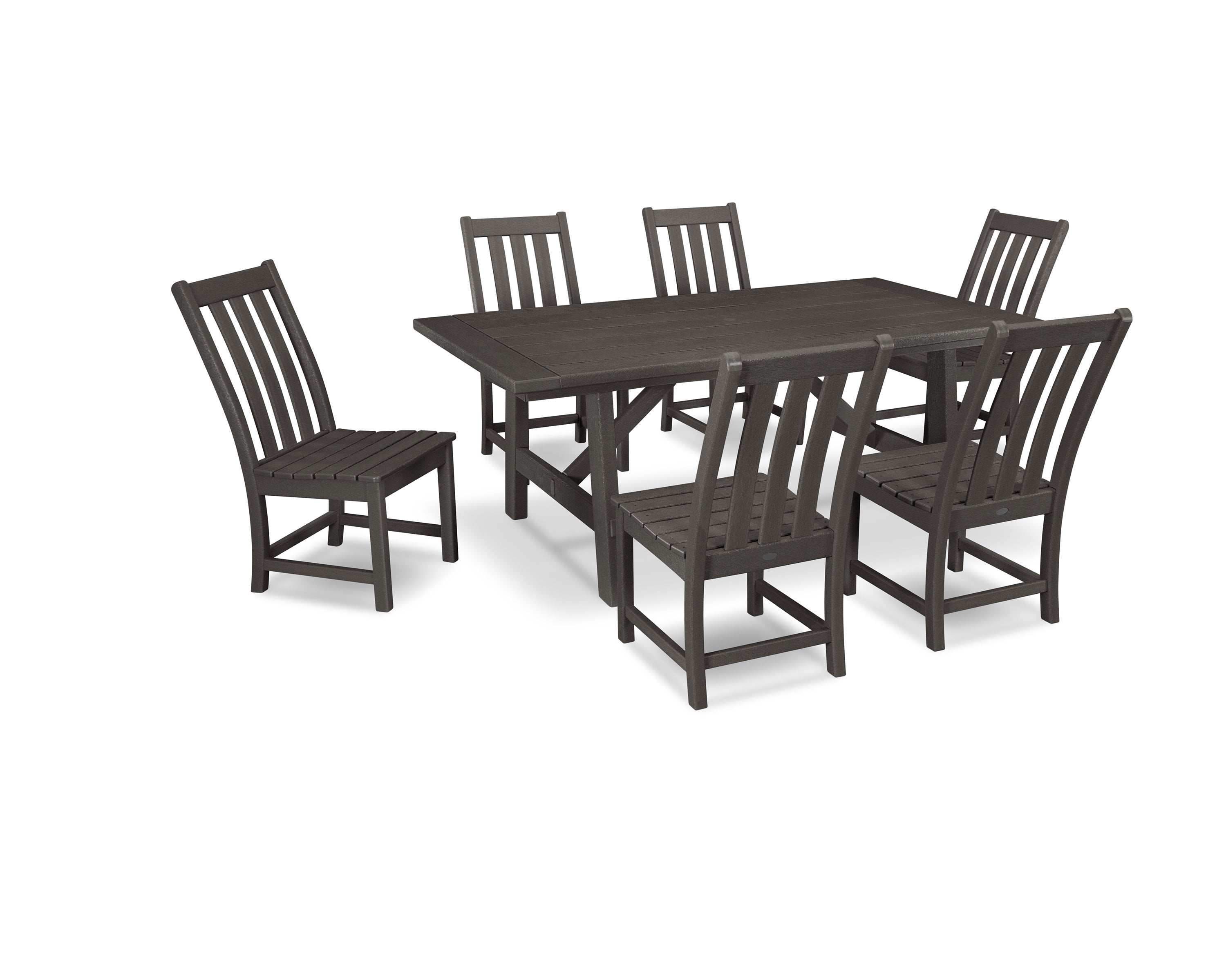 Vineyard 7-Piece Rustic Farmhouse Side Chair Dining Set 7