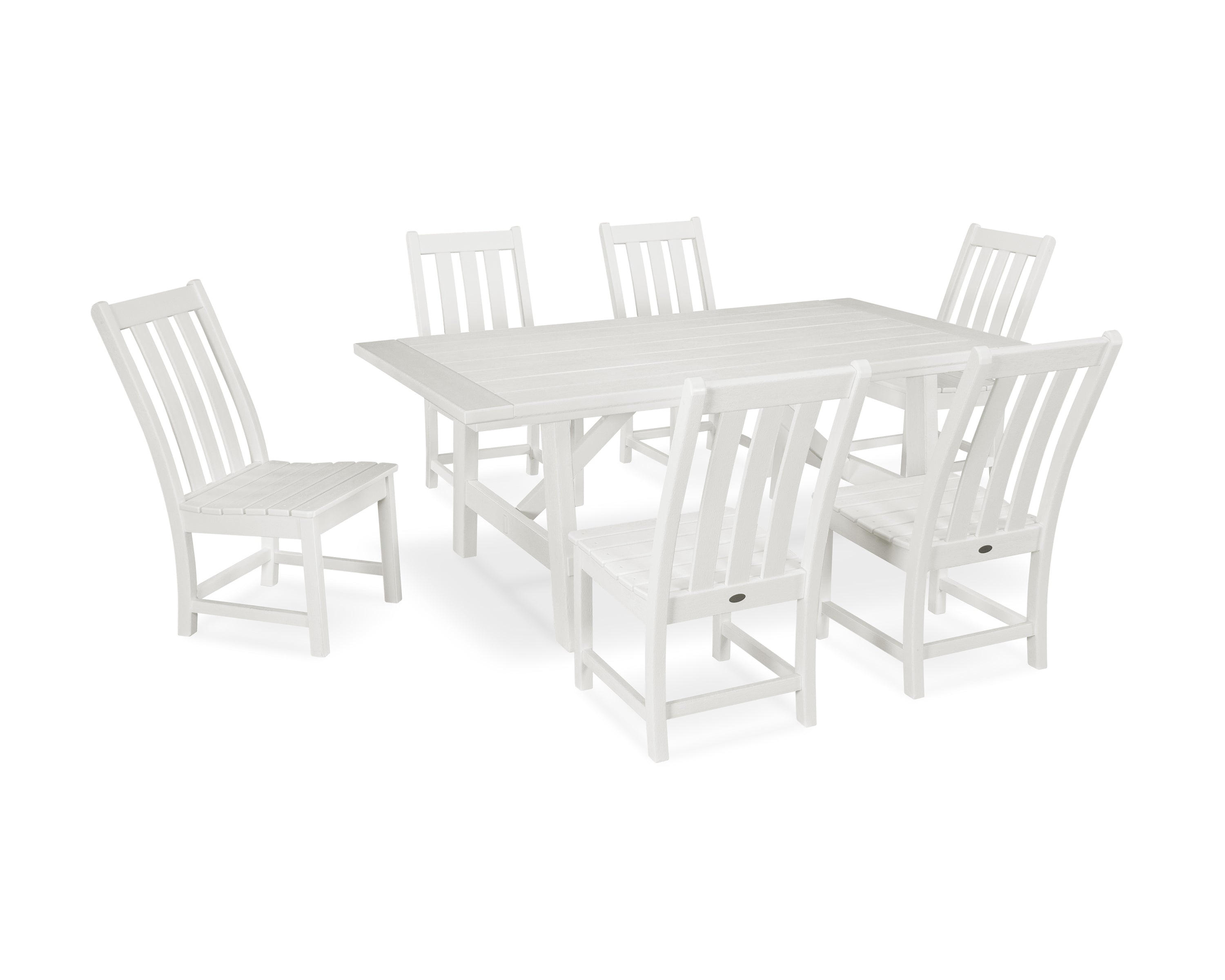 Vineyard 7-Piece Rustic Farmhouse Side Chair Dining Set 9