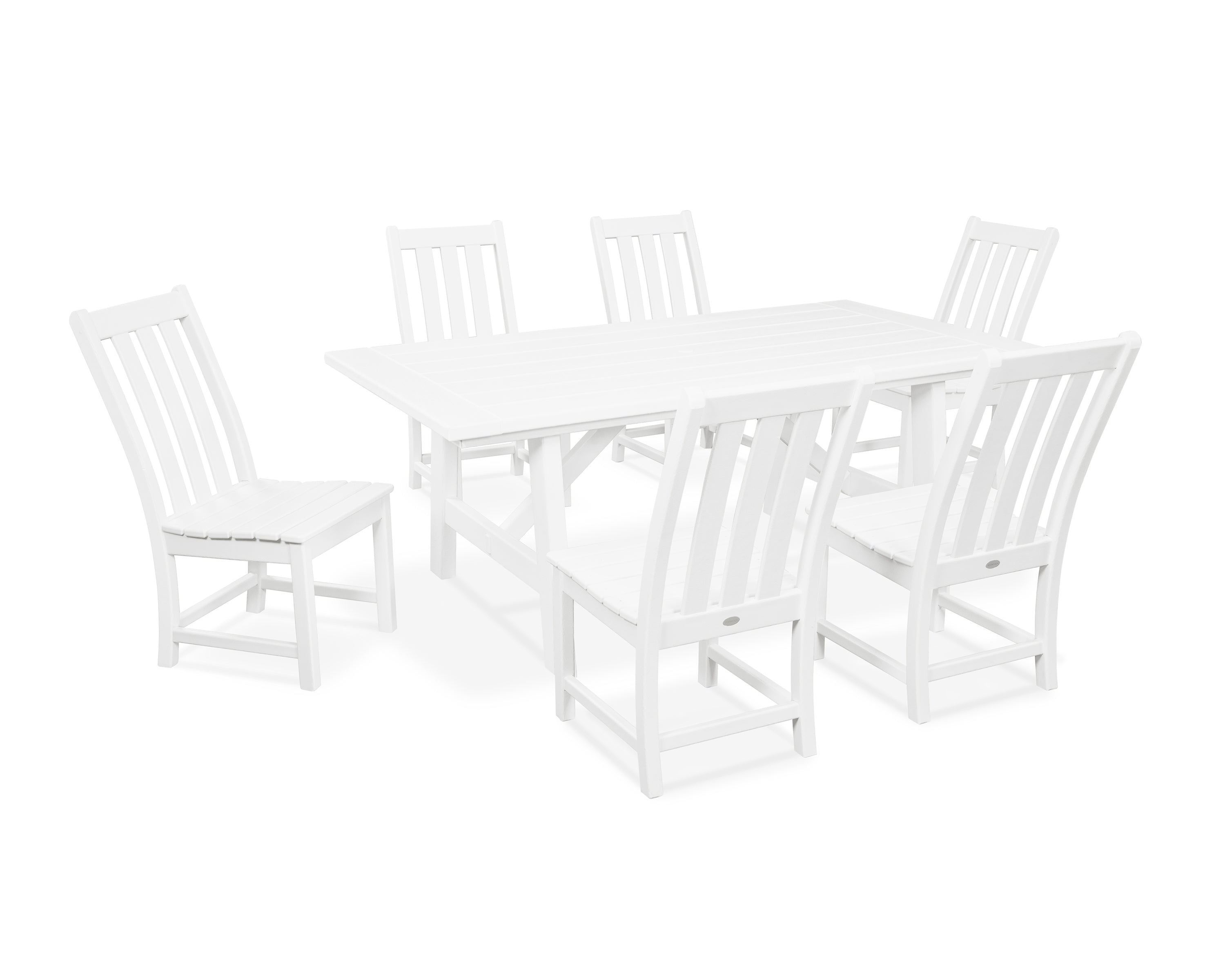 Vineyard 7-Piece Rustic Farmhouse Side Chair Dining Set 6