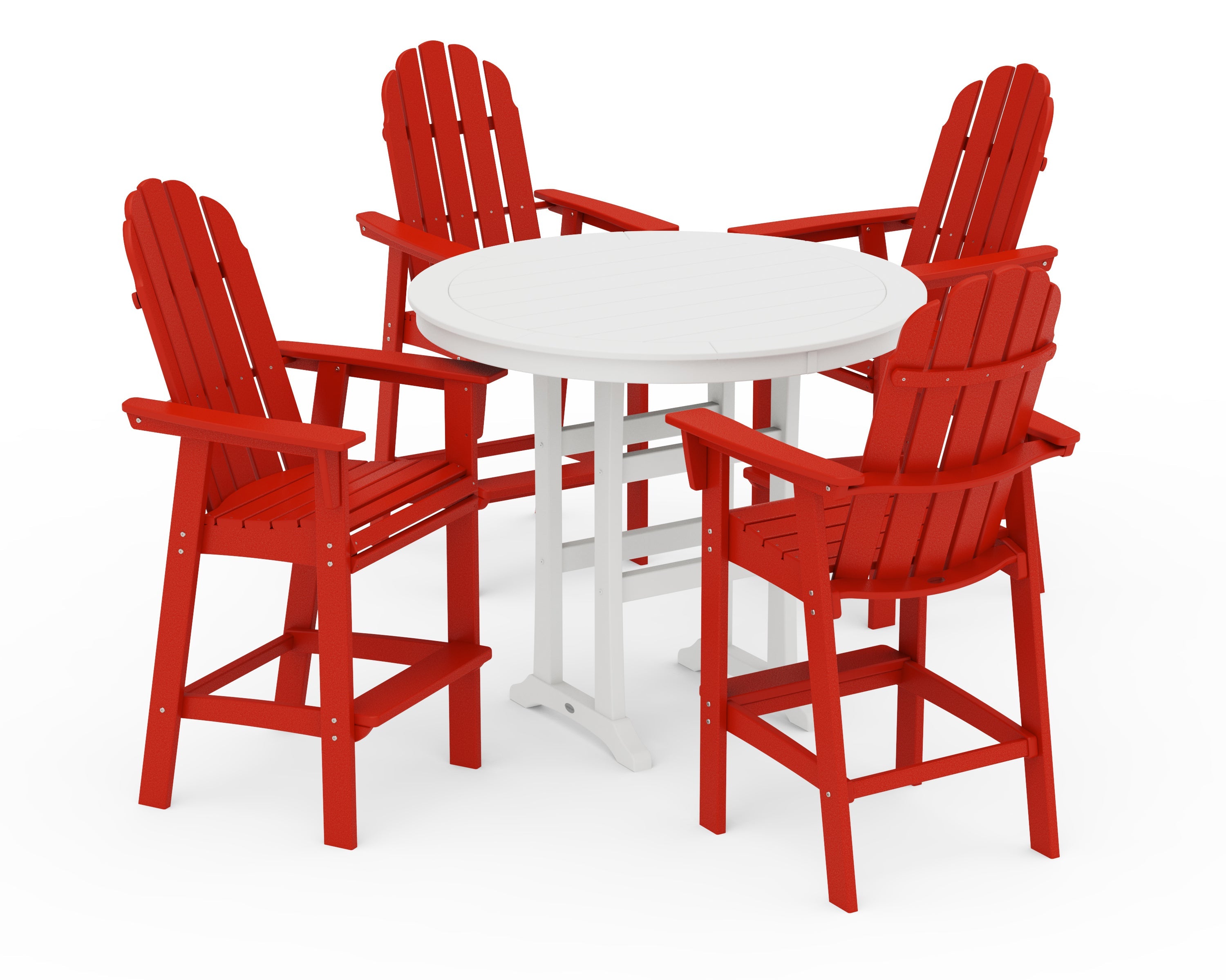 Vineyard Curveback Adirondack 5-Piece Nautical Trestle Bar Set 12