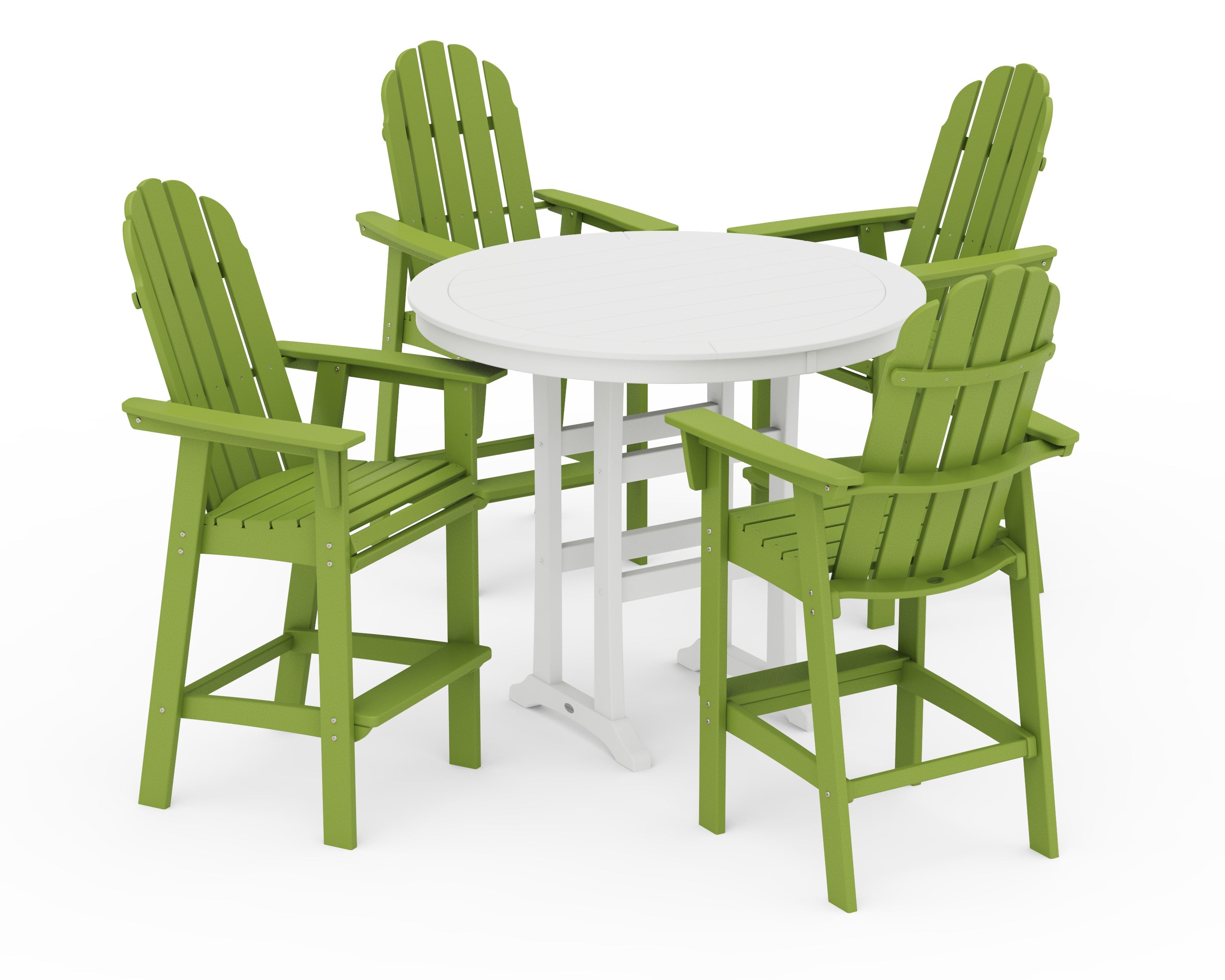 Vineyard Curveback Adirondack 5-Piece Nautical Trestle Bar Set 9