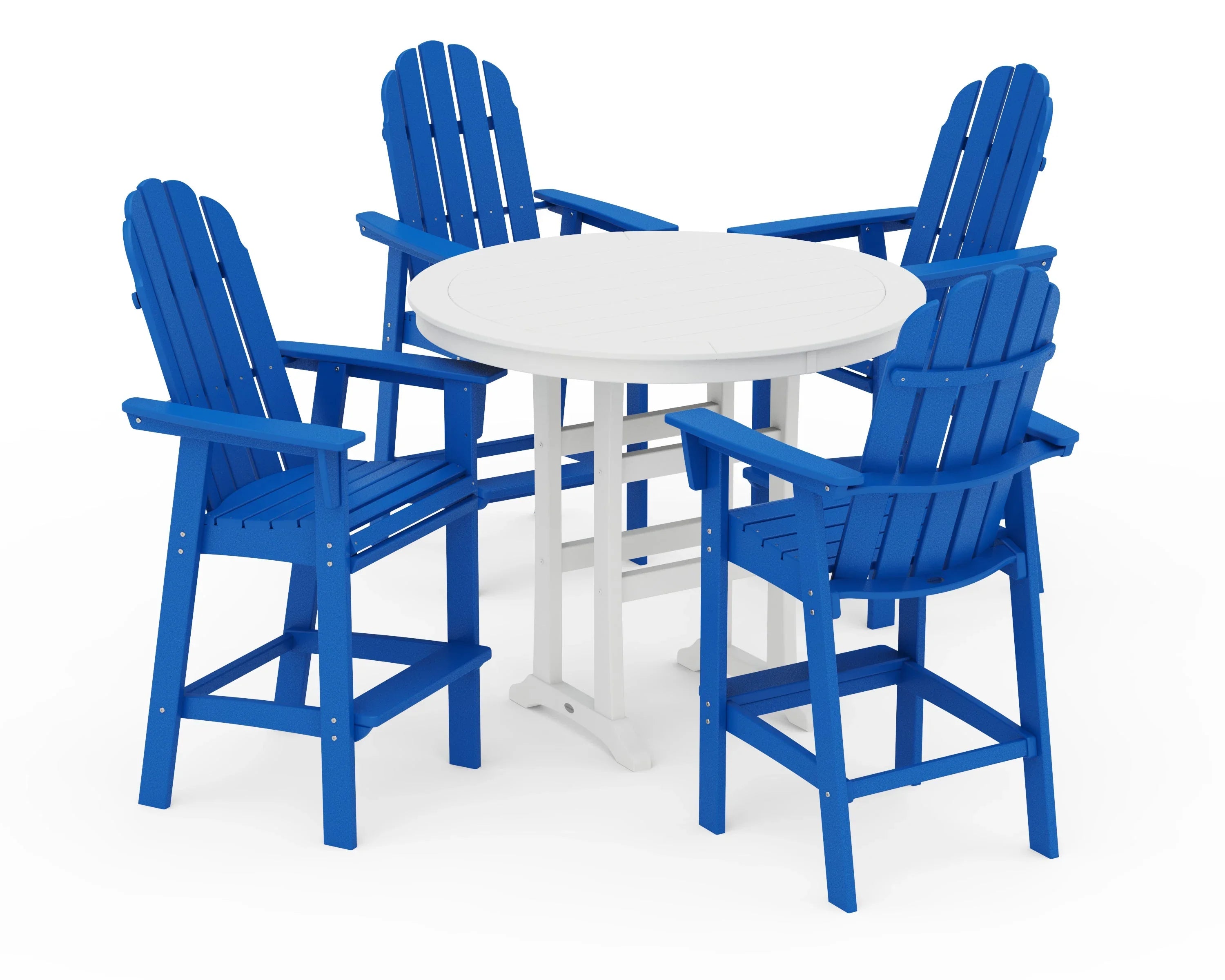 Vineyard Curveback Adirondack 5-Piece Nautical Trestle Bar Set 11