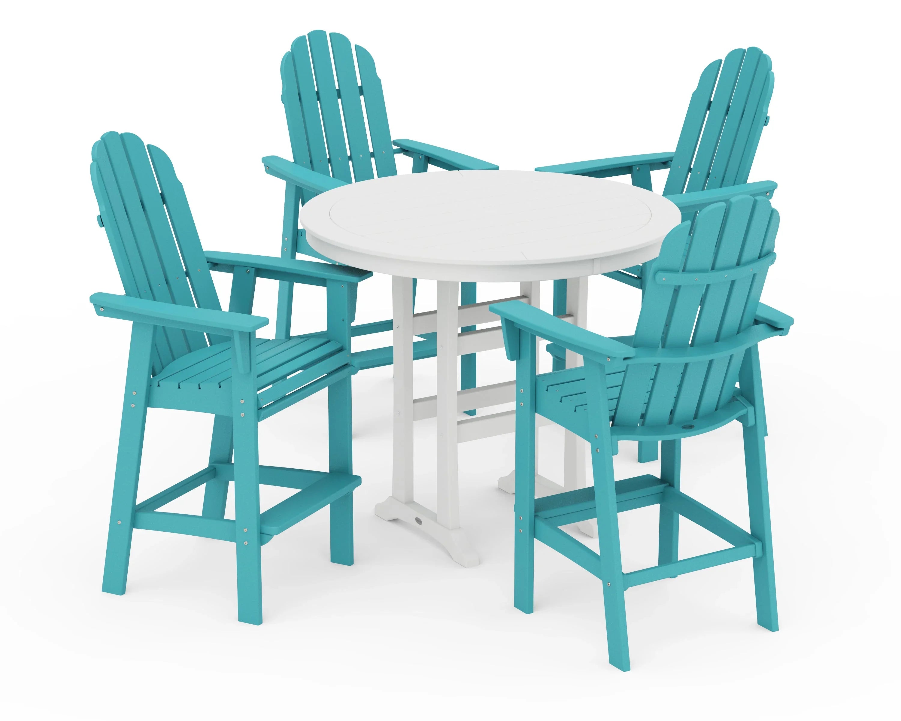 Vineyard Curveback Adirondack 5-Piece Nautical Trestle Bar Set 7