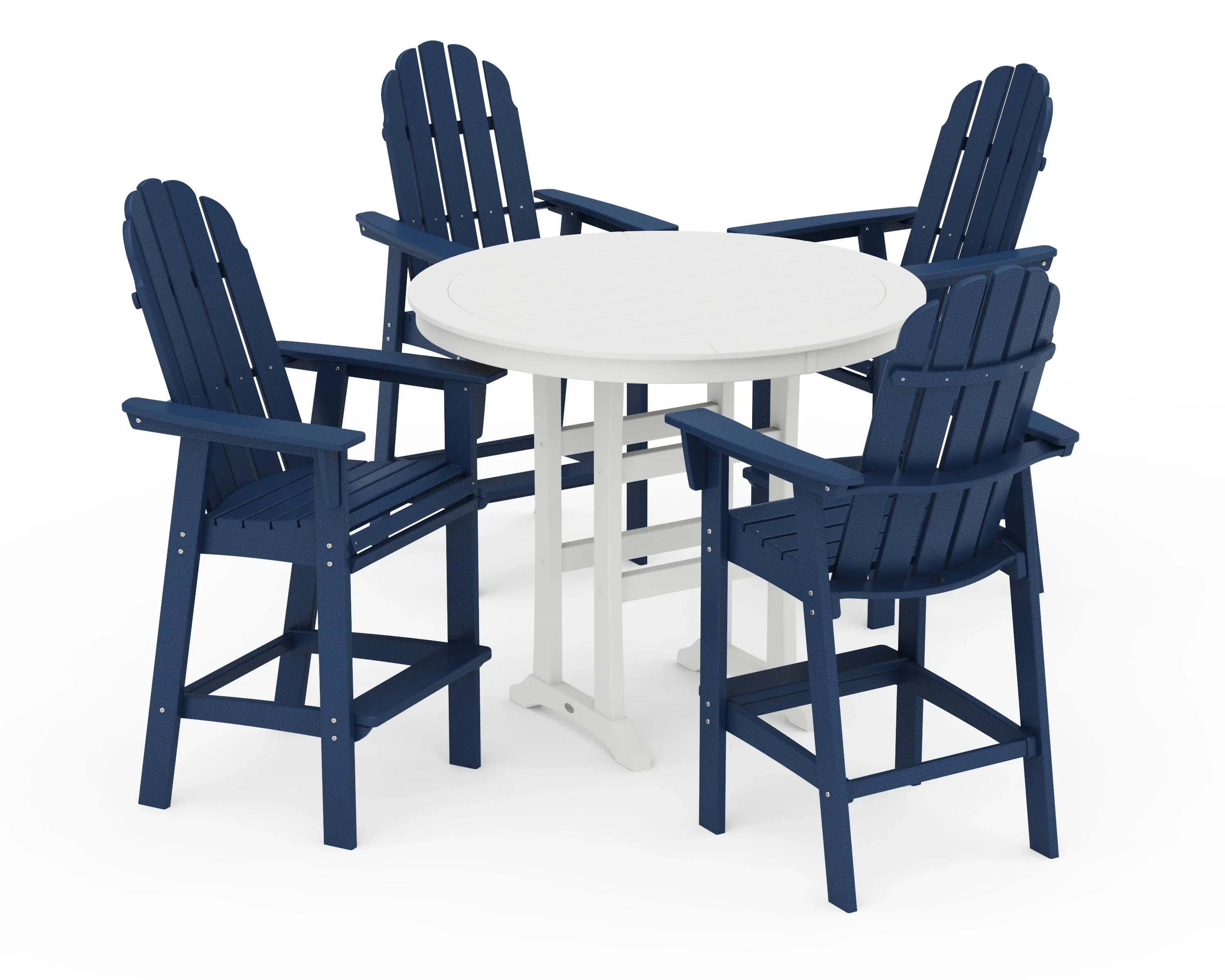 Vineyard Curveback Adirondack 5-Piece Nautical Trestle Bar Set 10