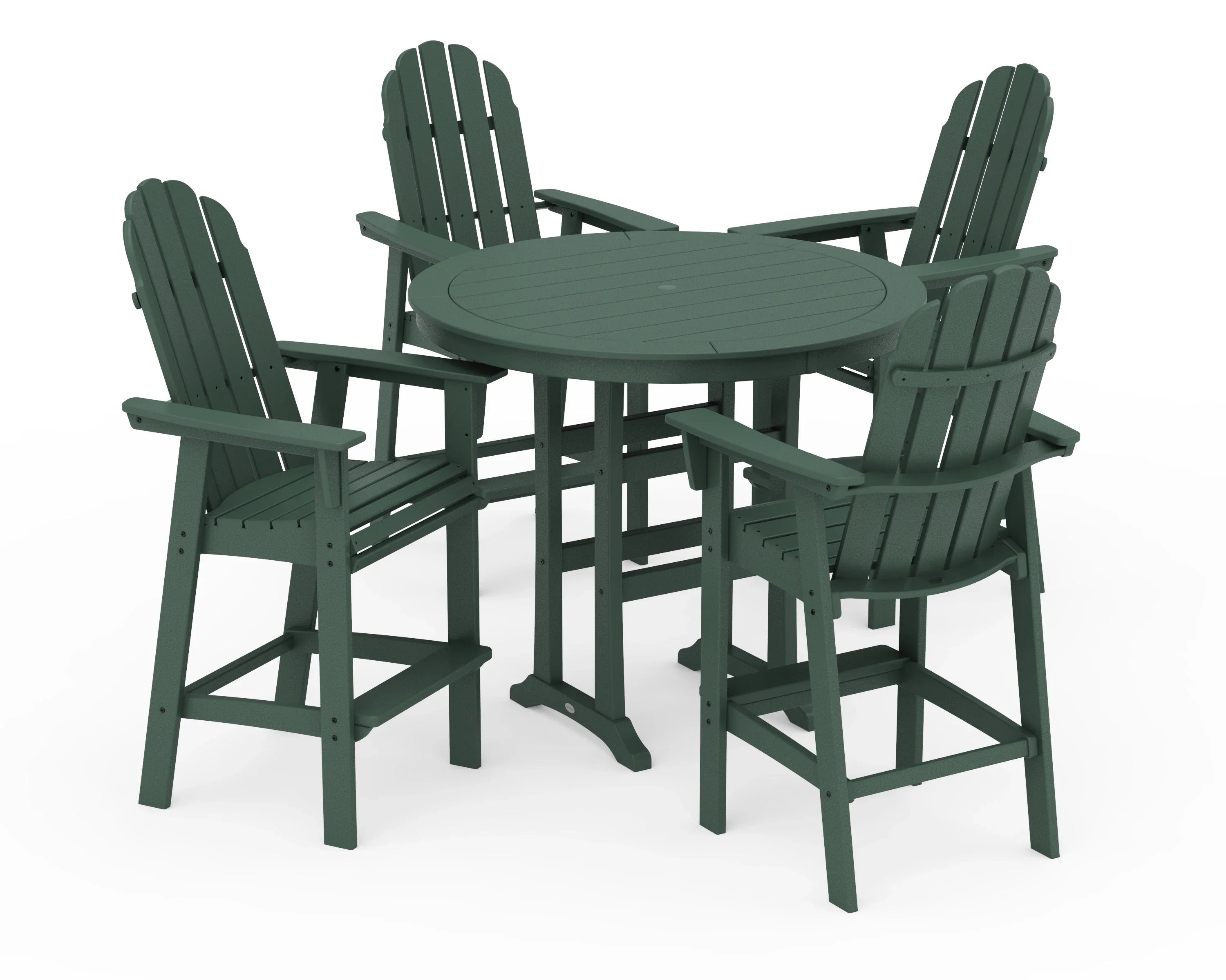 Vineyard Curveback Adirondack 5-Piece Nautical Trestle Bar Set 2