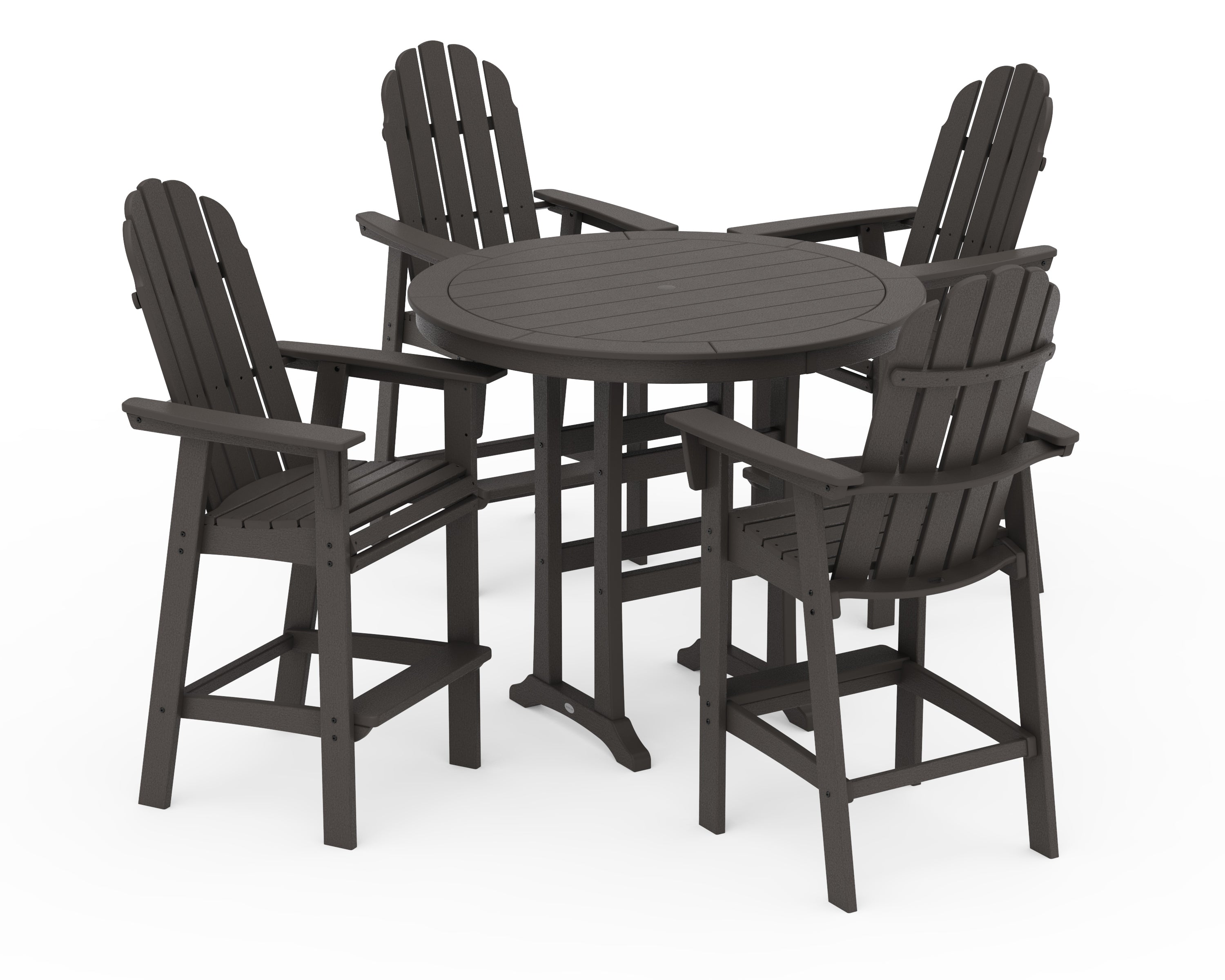 Vineyard Curveback Adirondack 5-Piece Nautical Trestle Bar Set 14