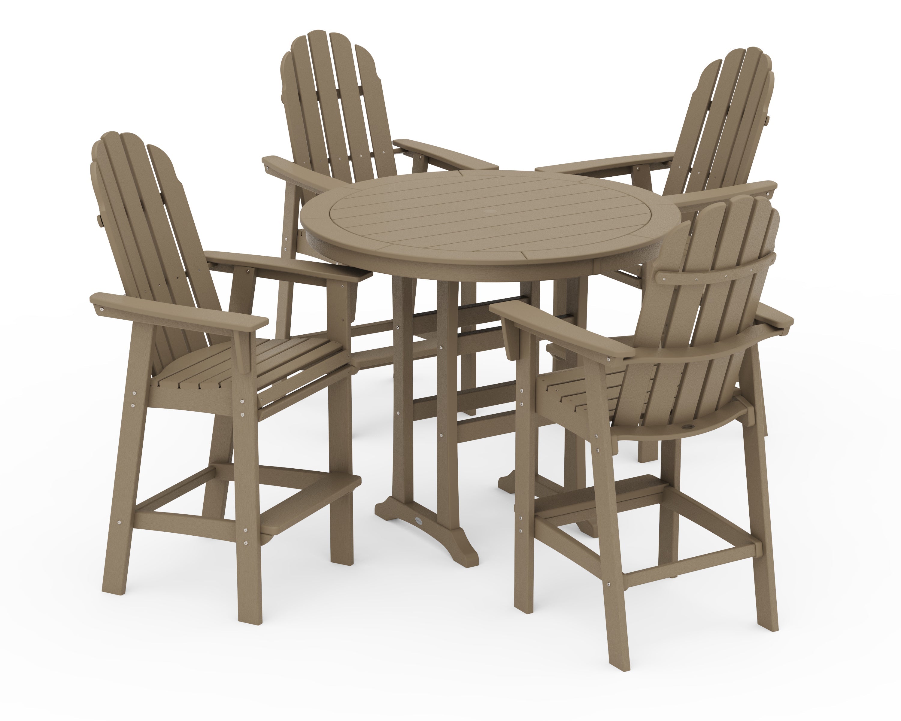 Vineyard Curveback Adirondack 5-Piece Nautical Trestle Bar Set 15