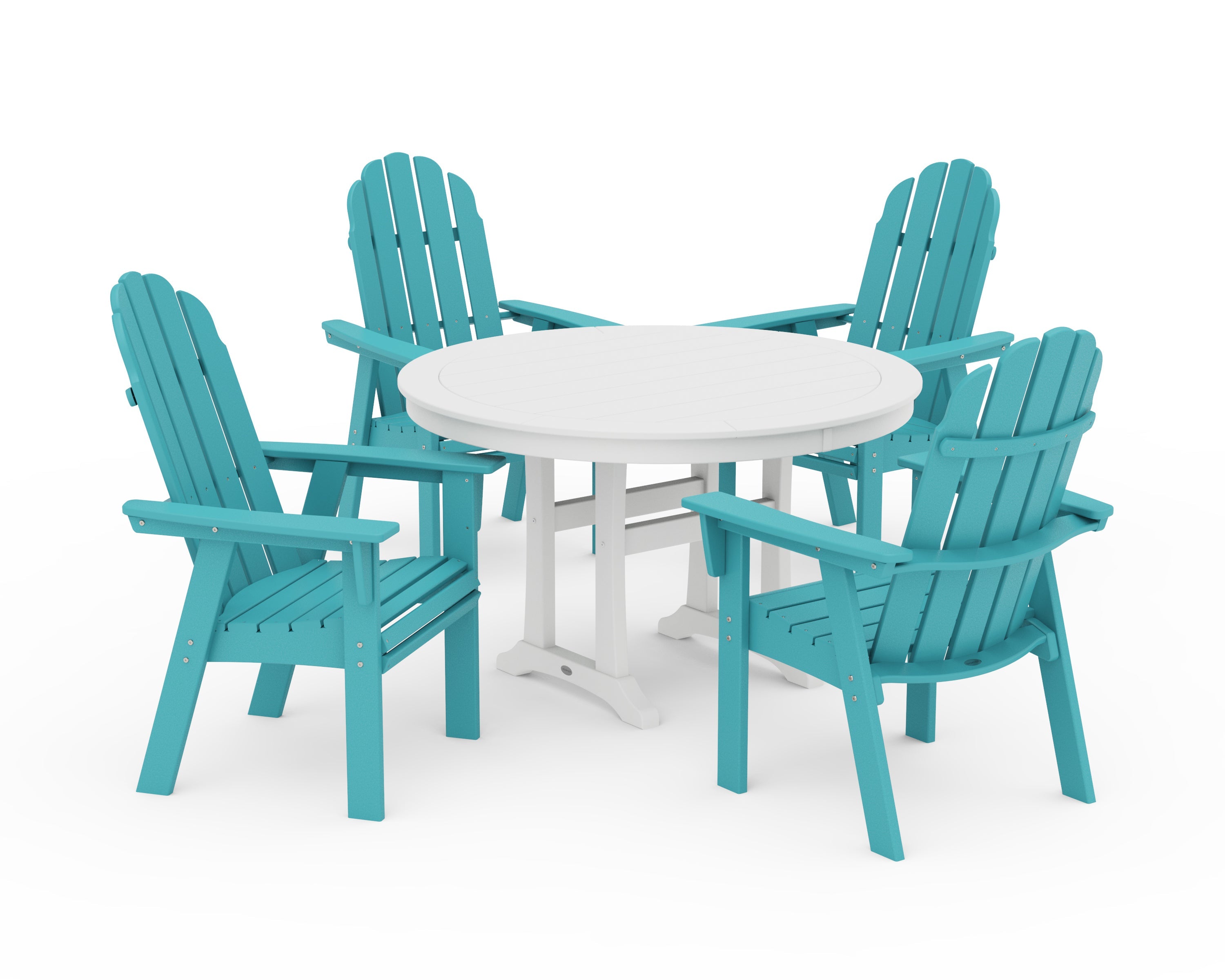 Vineyard Curveback Adirondack 5-Piece Nautical Trestle Dining Set 7