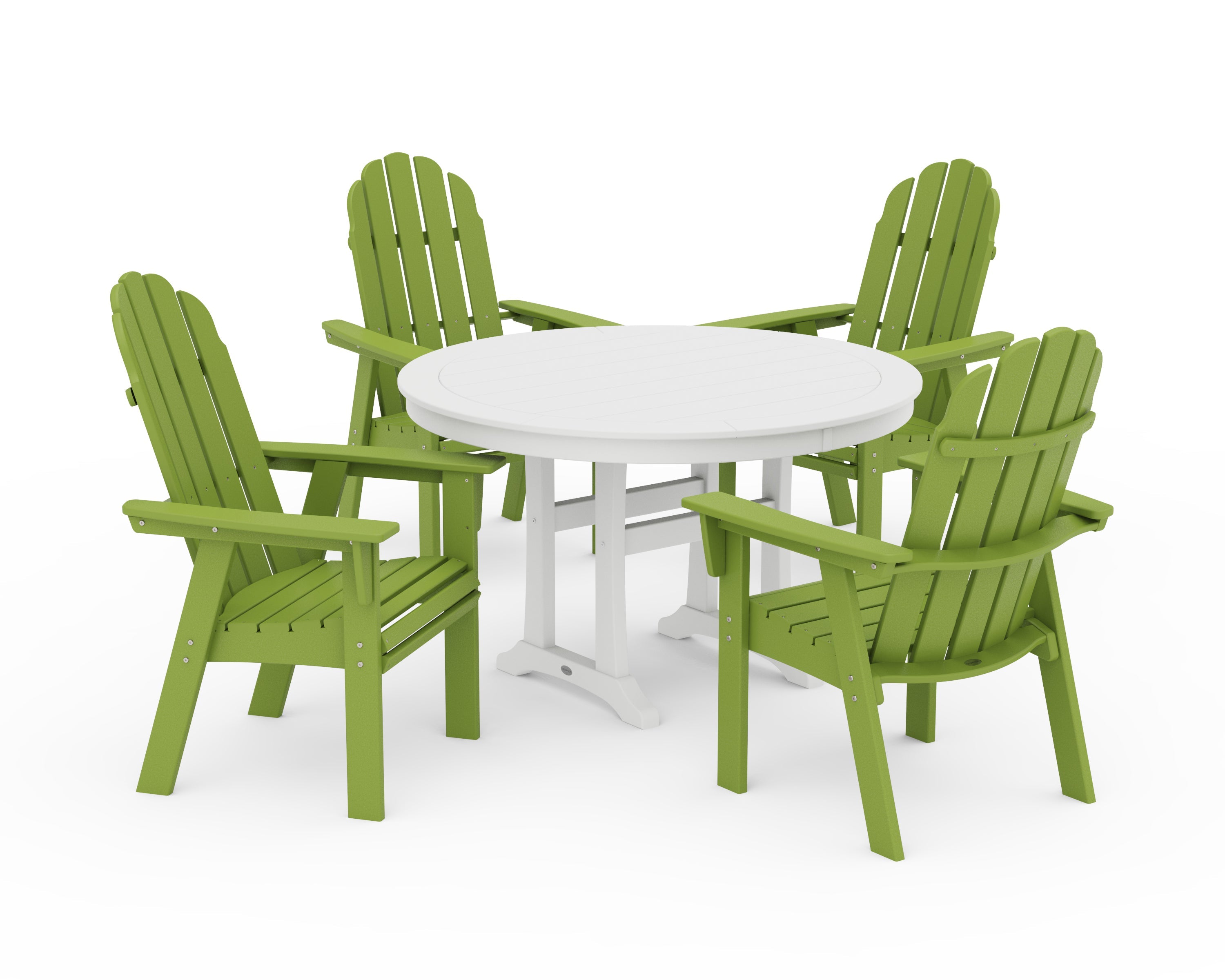 Vineyard Curveback Adirondack 5-Piece Nautical Trestle Dining Set 9