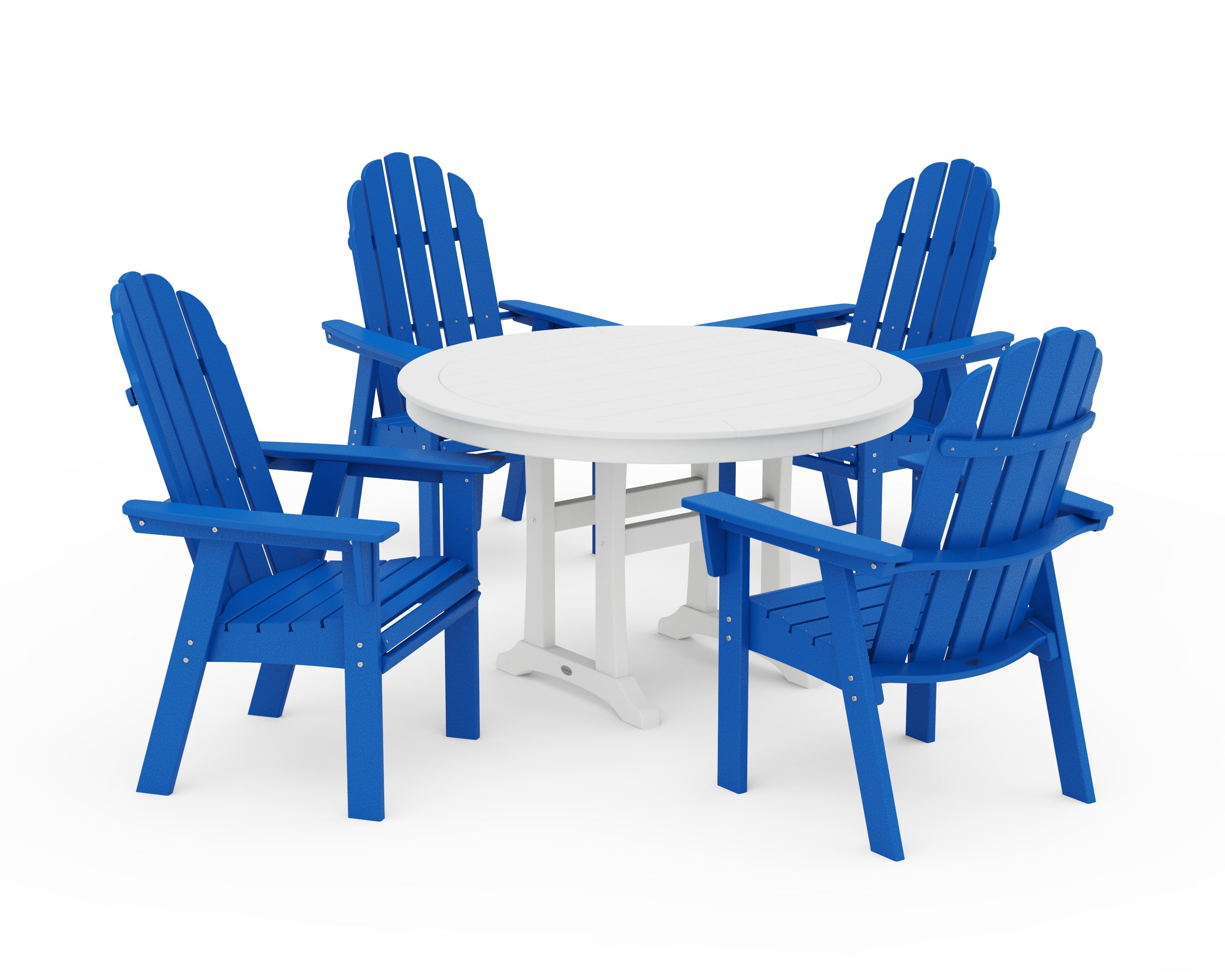 Vineyard Curveback Adirondack 5-Piece Nautical Trestle Dining Set 11